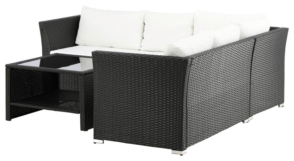Loungegarnitur Haiti Schwarz, Kunststoffgeflecht - Schwarz, KONVENTIONELL, Kunststoff - Gardenson