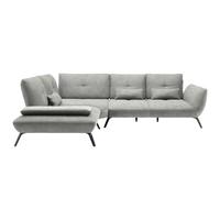 Wohnlandschaft Trendy Silberfarben - Silberfarben/Schwarz, MODERN, Holzwerkstoff/Textil (250/93/310cm) - Premium Living