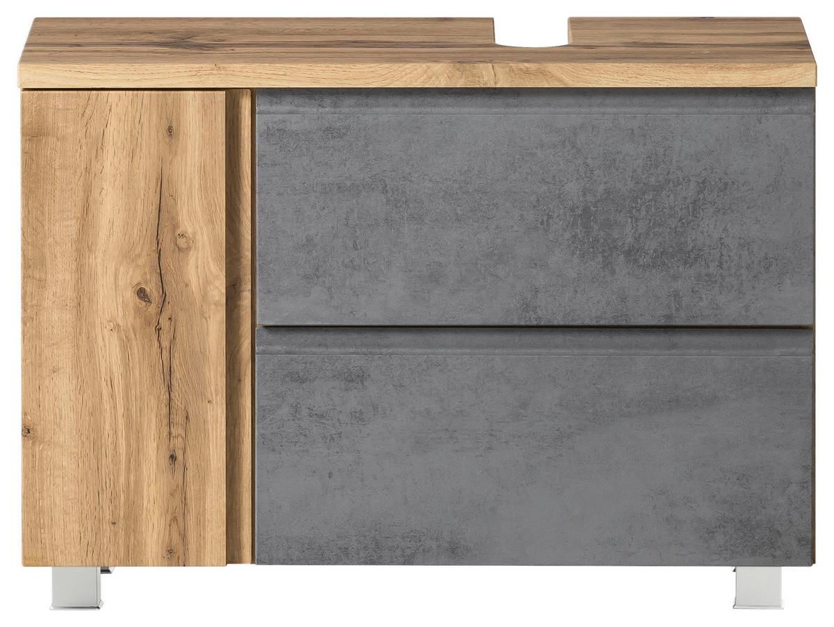 Waschbeckenunterschrank Varese ca. 85x56 cm Wotan Eiche - Eiche Wotan/Hellgrau, MODERN, Holzwerkstoff (85/56/35cm) - Held