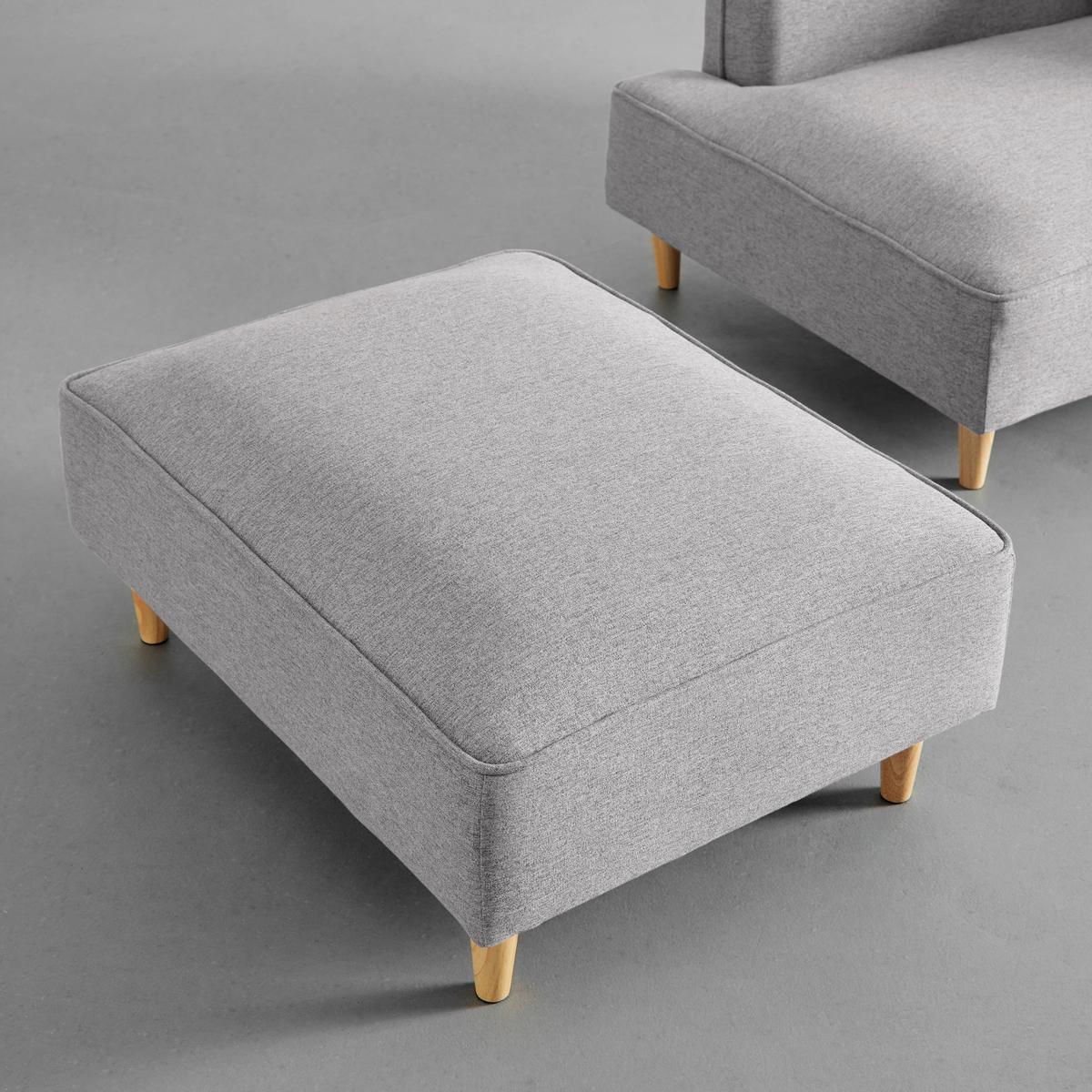 Sofa Fanny Hellgrau Leinenoptik mit Hocker - Hellgrau/Naturfarben, MODERN, Holz/Textil (154/55/73cm) - Bessagi Home