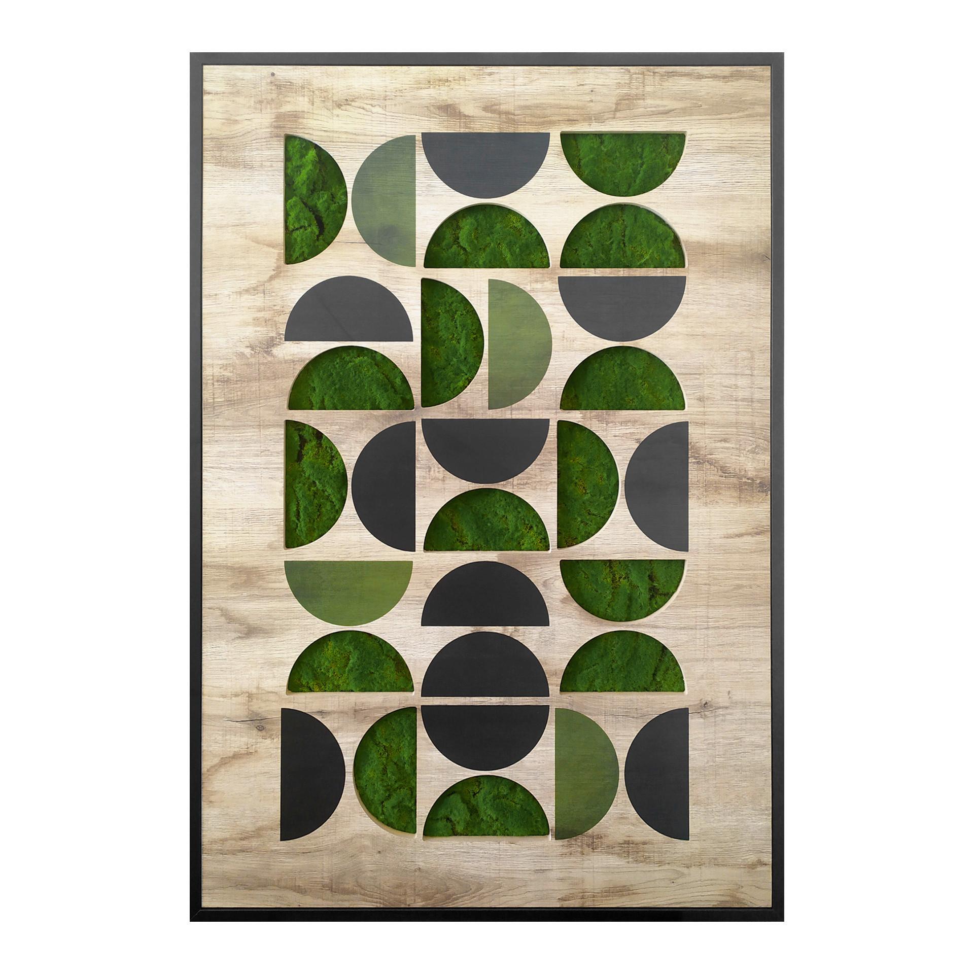 Moosbild Naturfarben/Schwarz/Grün - Dunkelgrün/Schwarz, Basics, Holz/Kunststoff (70/100cm)