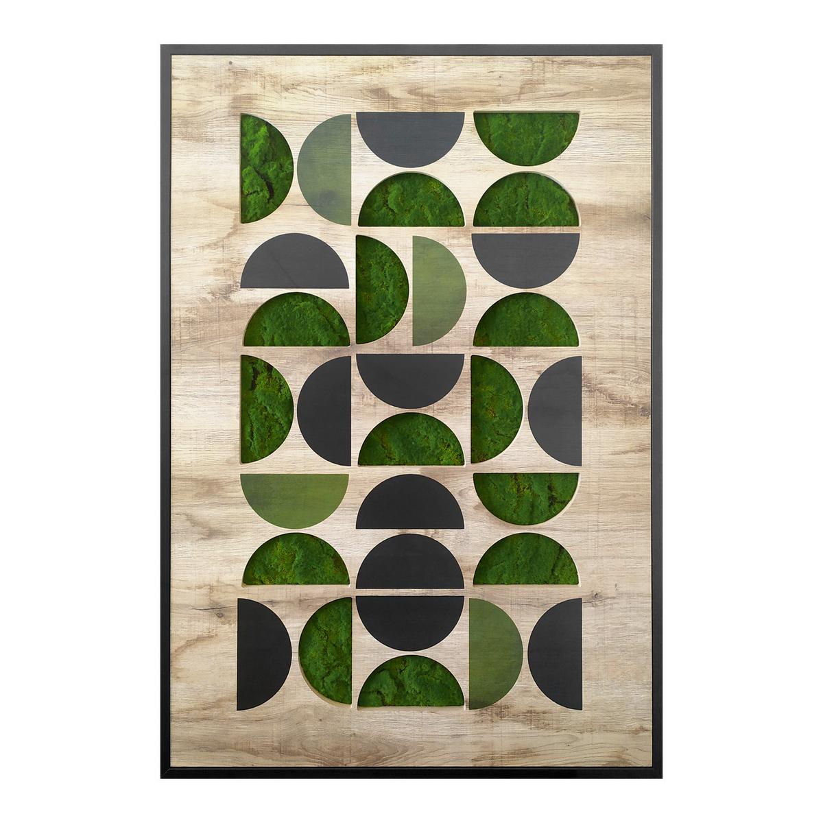 Moosbild Naturfarben/Schwarz/Grün - Dunkelgrün/Schwarz, Basics, Holz/Kunststoff (70/100cm)