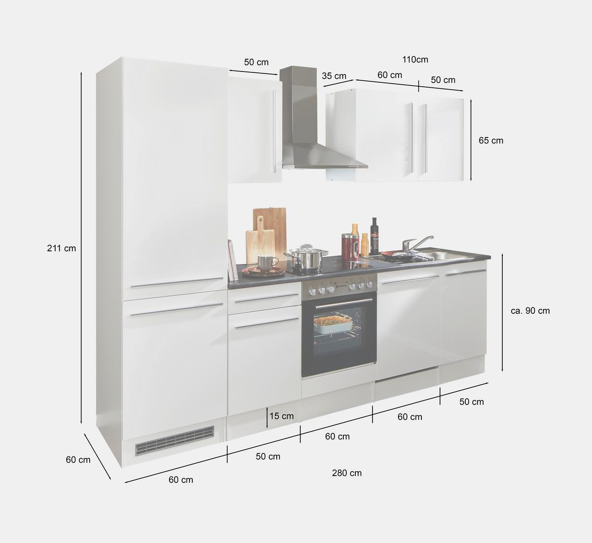 Küchenblock Jazz mit Geräten ca.280cm Eiche/Anthrazit - Anthrazit/Schwarz, LIFESTYLE, Holzwerkstoff/Kunststoff (280cm) - P & B