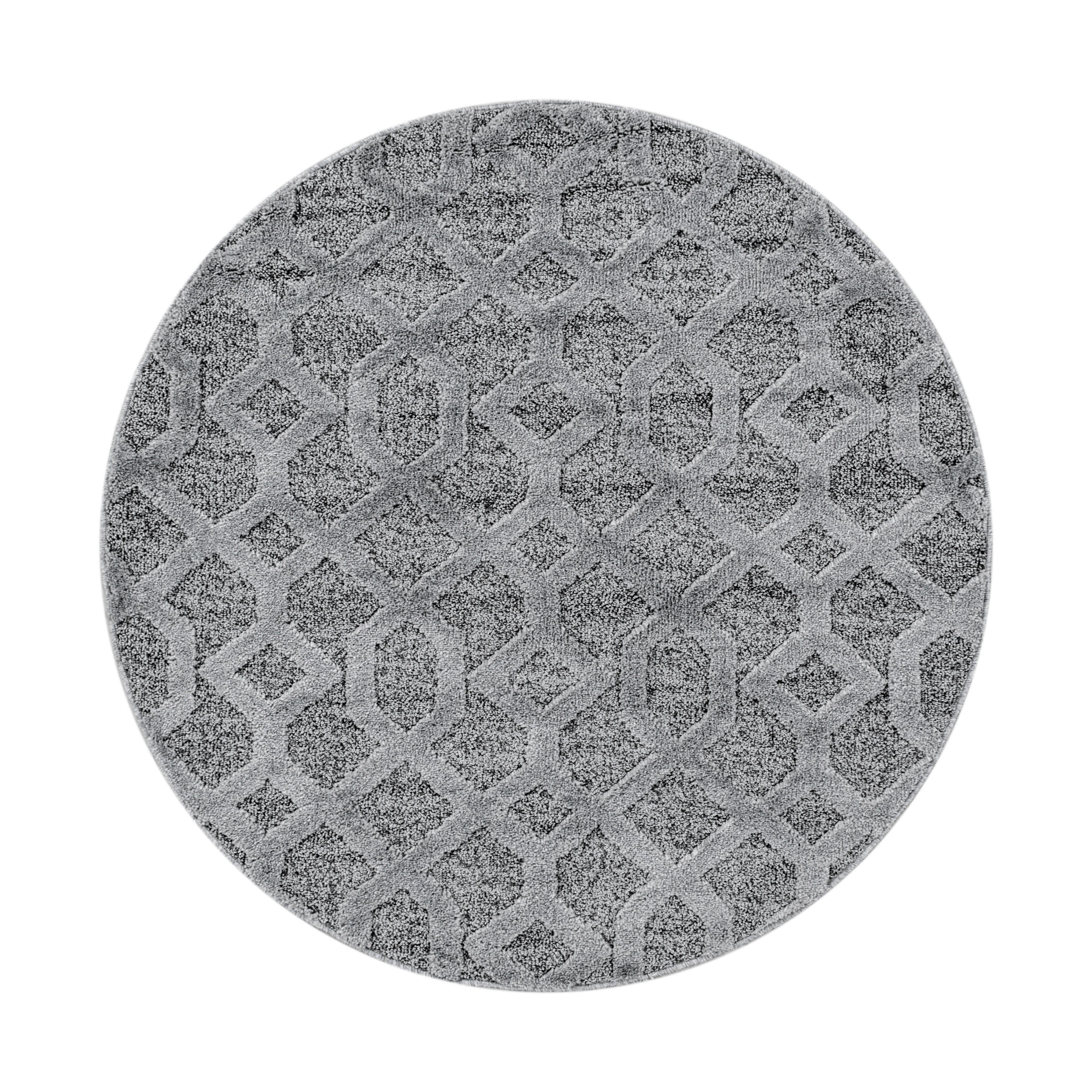 Webteppich Pisa Grau Ø ca. 80cm - Grau, KONVENTIONELL, Textil (80cm)