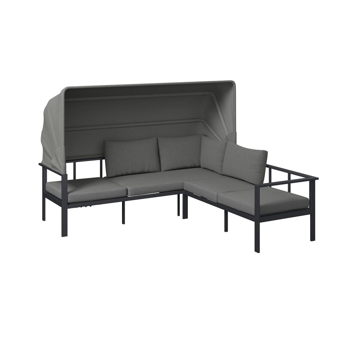 Loungegarnitur Bigi Grau/Beige - Beige/Anthrazit, Basics, Glas/Textil (120/68/65cm)