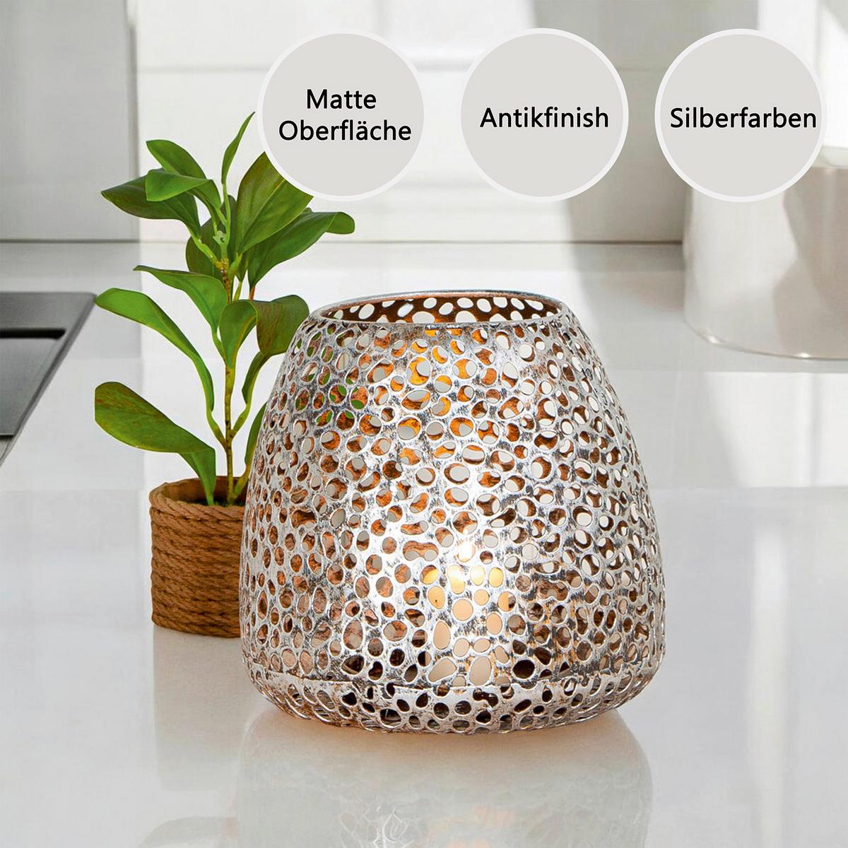 Windlicht Silberfarben - Silberfarben, Basics, Metall (20/20/20cm)
