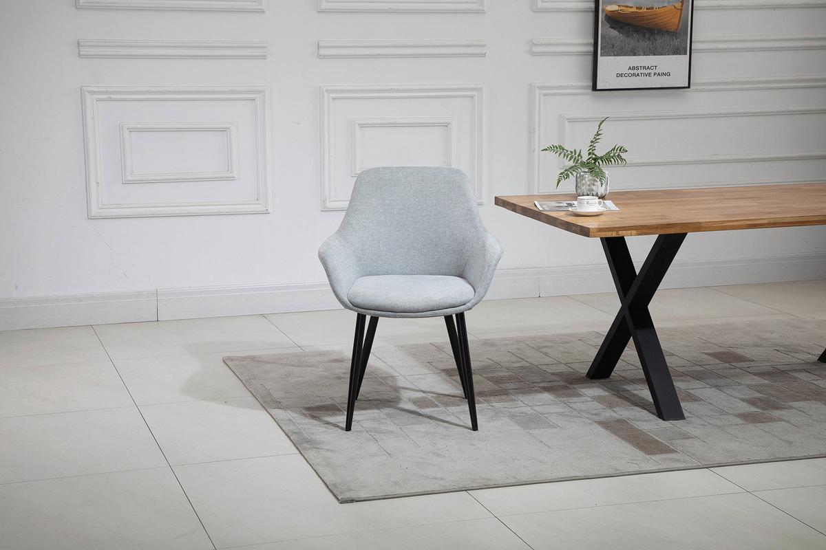 Set Naslanjačev Lena, Svetlo Siva, 2-Delni - črna/svetlo siva, Moderno, kovina/tekstil (64/86/59cm) - Livetastic