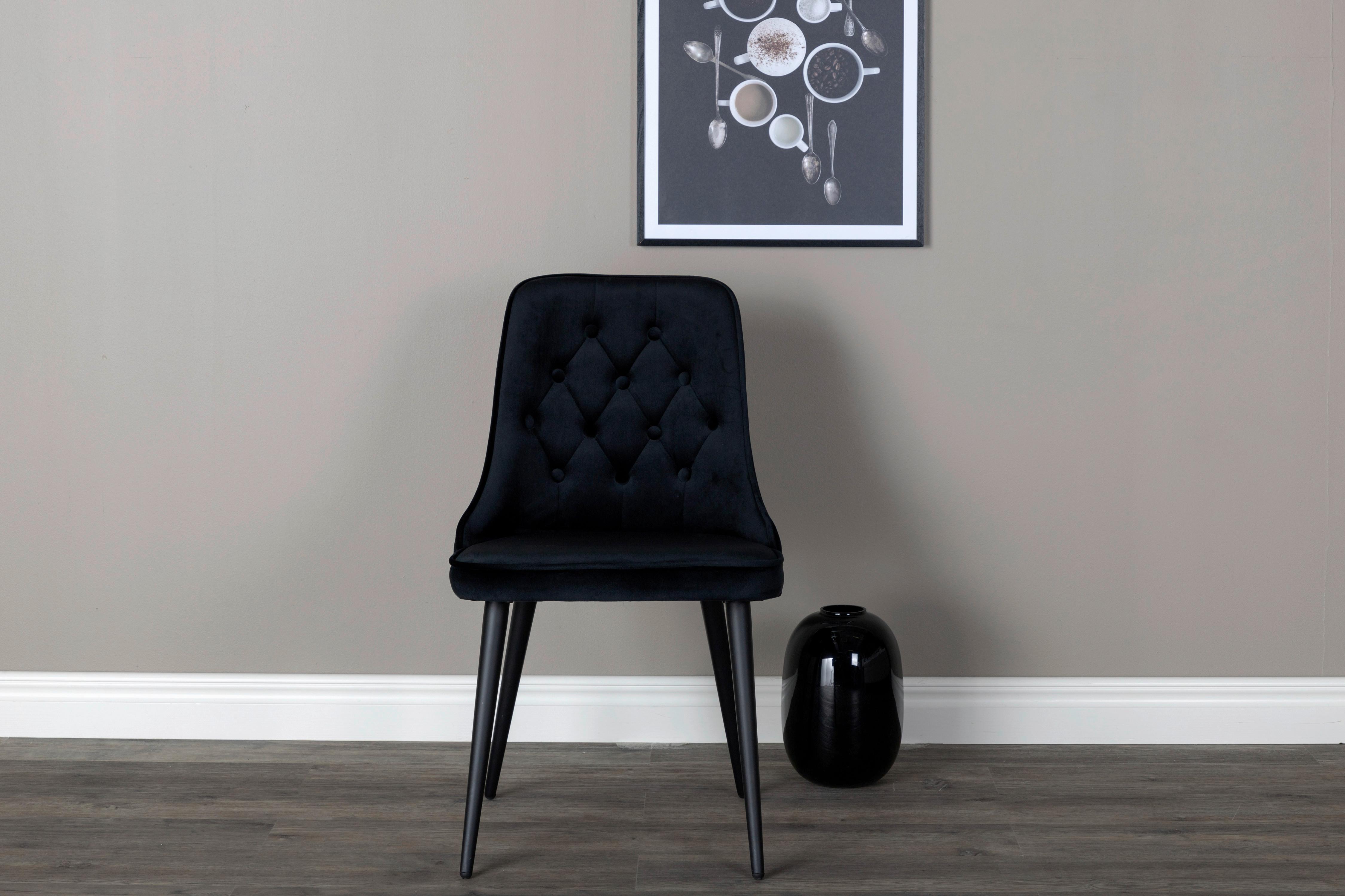 STUHL-SET VELVET DELUXE - Schwarz, Design, Kunststoff/Textil (50/88.5/66cm) - Livetastic