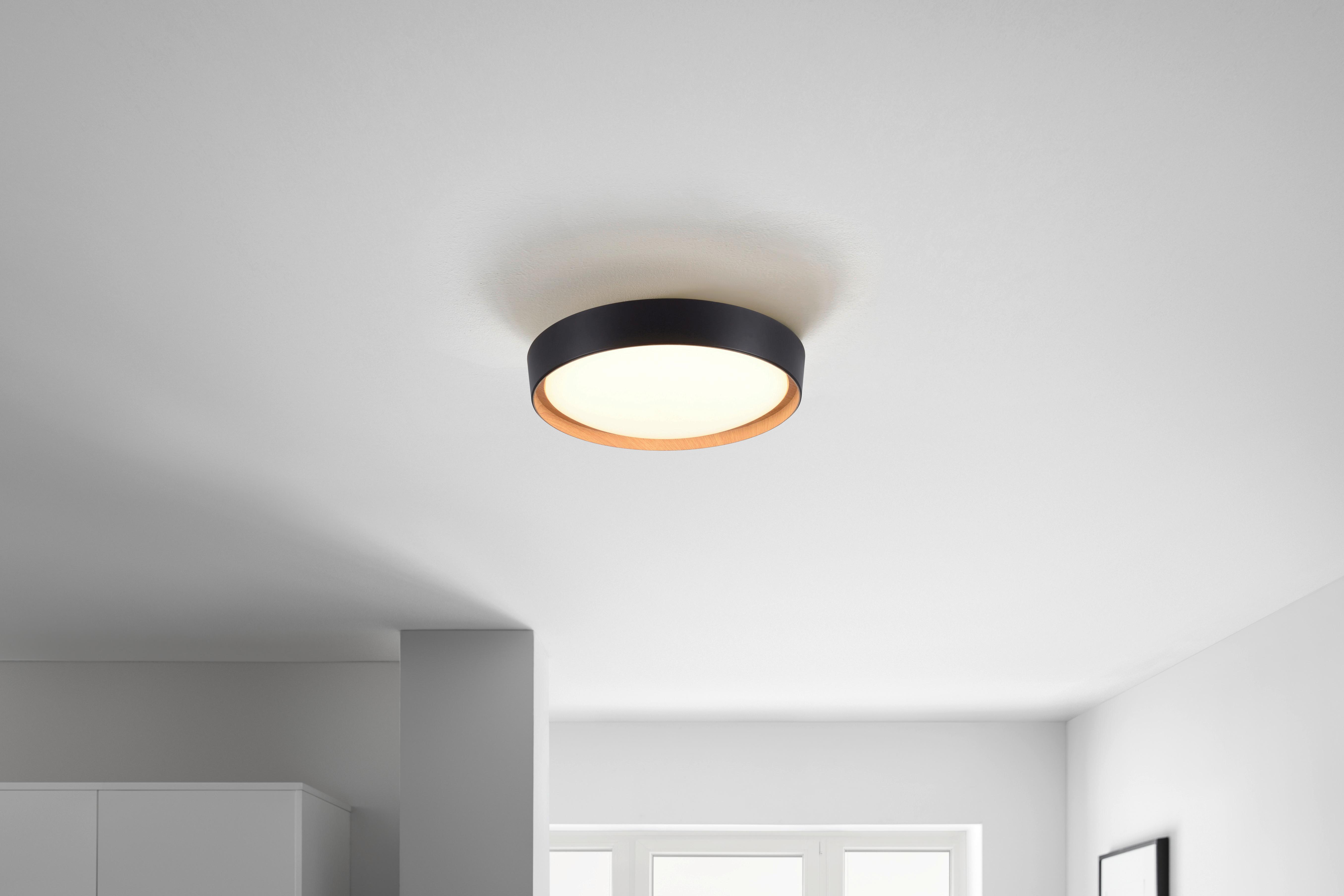 LED-Deckenleuchte Emilia in Schwarz max. 29 Watt - Schwarz, MODERN, Kunststoff/Metall (39,1/10,1cm)