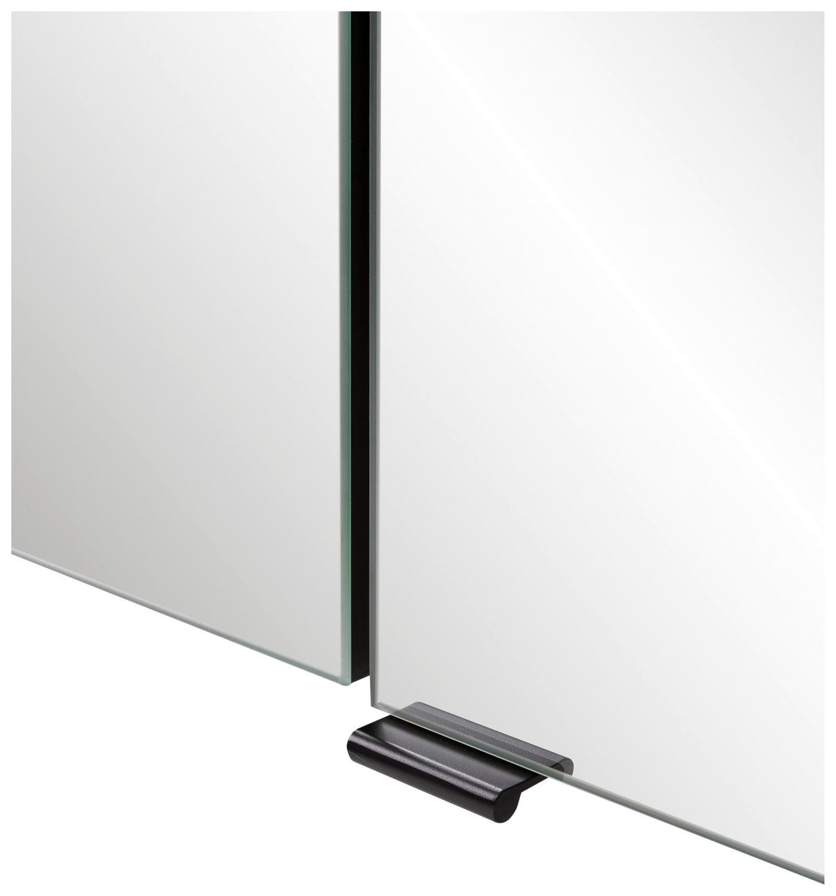 Spiegelschrank Chester mit LED 3-türig ca. 60x68 cm Eiche - Eiche Wotan/Schwarz, MODERN, Glas/Holzwerkstoff (60/67,5/20cm) - Held