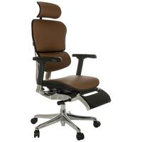 Drehstuhl Ergohuman Plus Legpro Gen2 Braun - Silberfarben/Schwarz, MODERN, Leder/Kunststoff (76/119 - 138/64cm) - MID.YOU