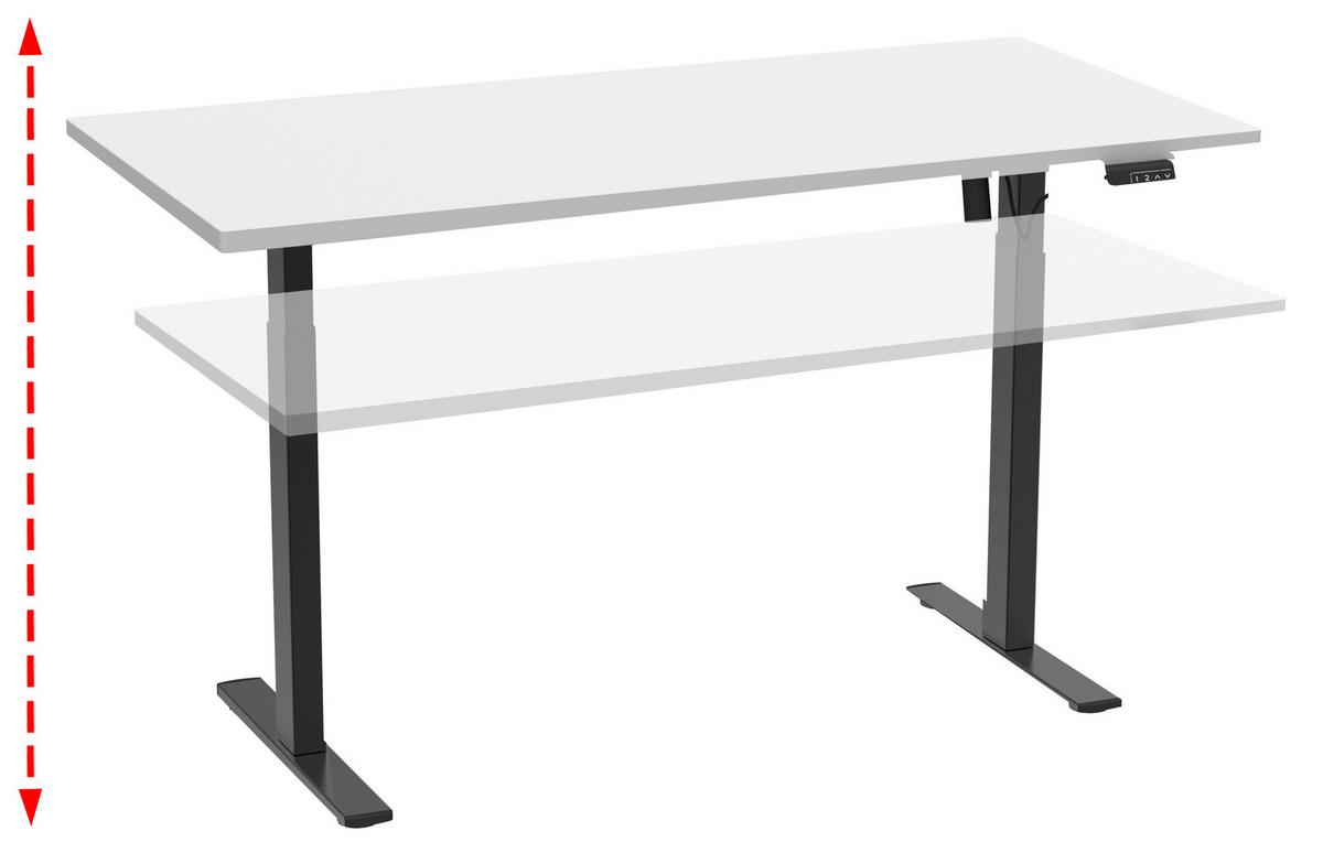Dvižna Miza E-lona, Bela, Črna, 110x80cm - srebrne barve/črna, Design, kovina/leseni material (110/80/71cm) - MID.YOU