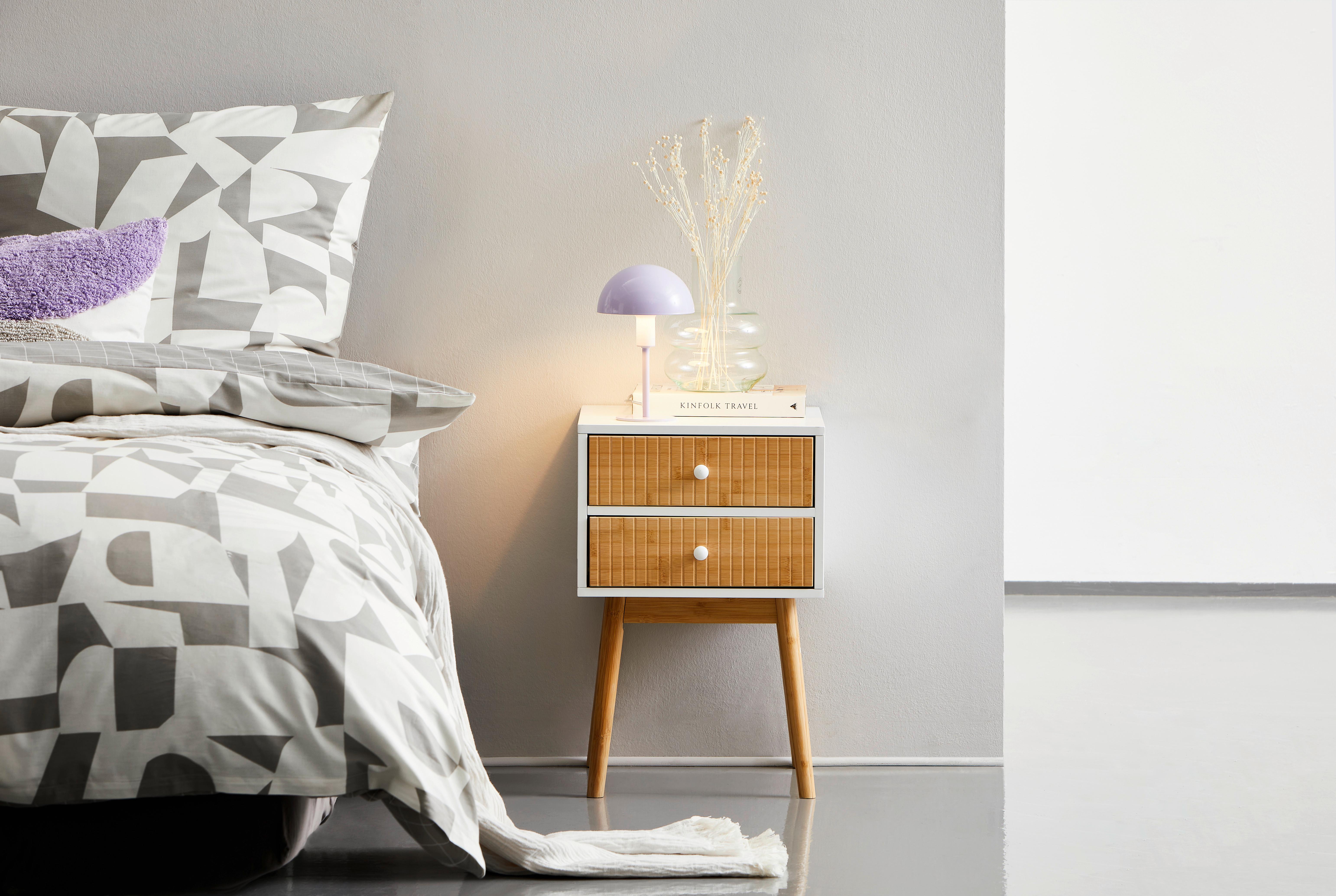 SZAFKA NOCNA BONNIE - kolor naturalny/biały, Design, materiał drewnopochodny/materiały naturalne (40/61,5/40cm) - Xora