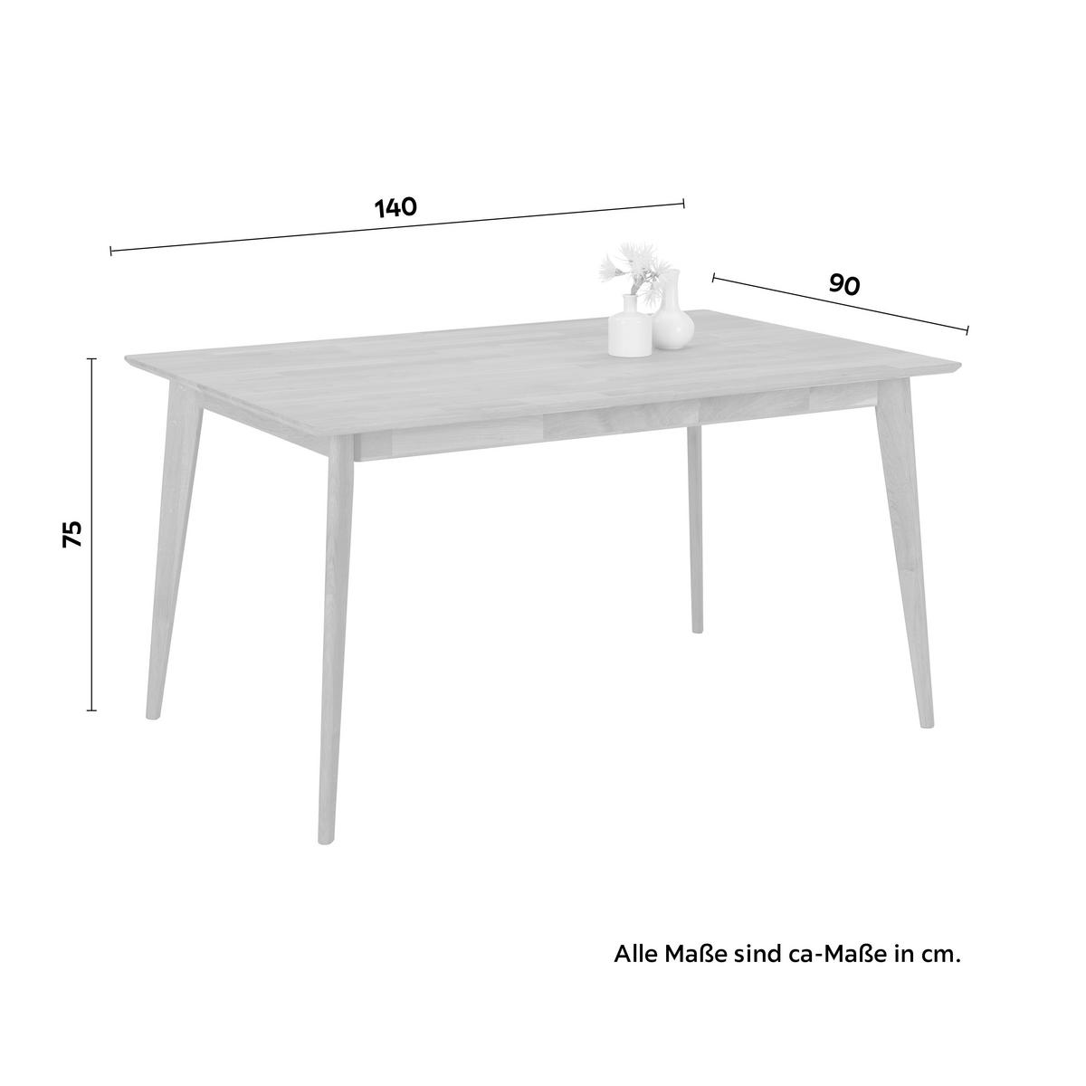 Esstisch aus Wildeiche massiv - Eichefarben, Konventionell, Holz (140/75/90cm) - Zandiara