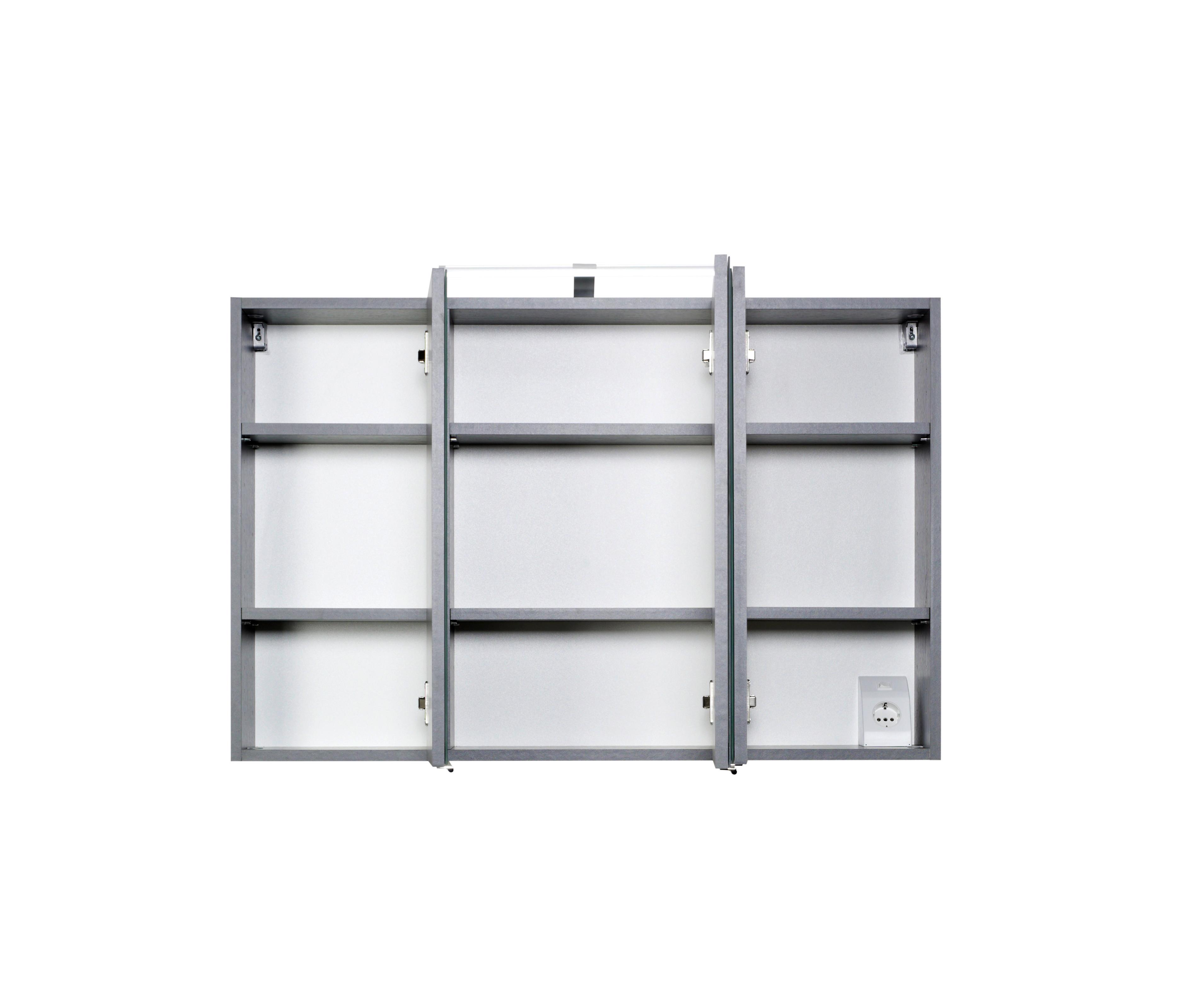 Spiegelschrank Florida in Graphitfarben mit LED - MODERN, Glas/Holzwerkstoff (100/64/20cm) - Premium Living