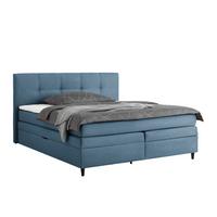Boxspringbett Miami in Dunkelblau ca. 180x200cm - Schwarz/Dunkelblau, KONVENTIONELL, Holz/Holzwerkstoff (180/200cm) - Mömax