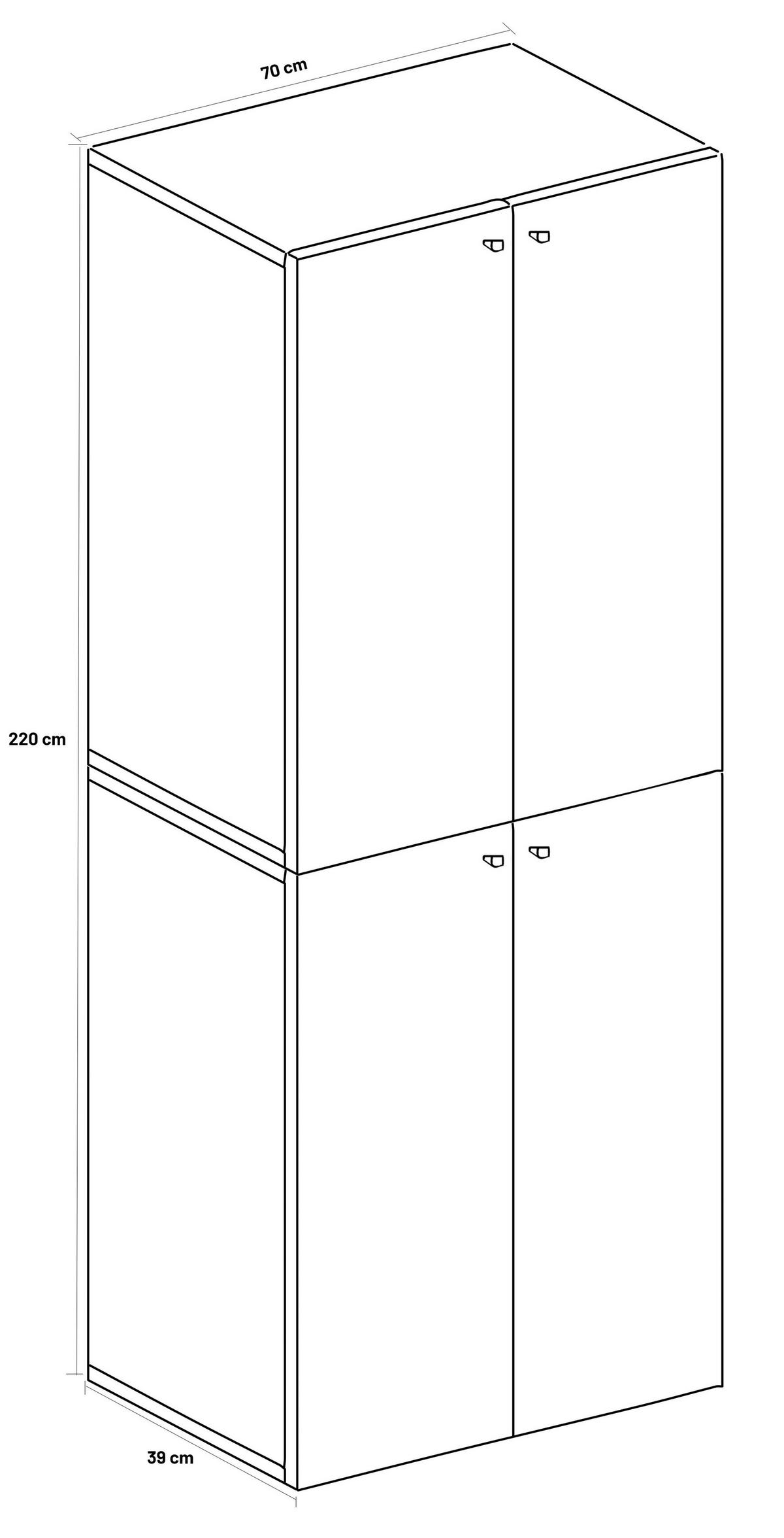 Schuhschrank LONA Weiß/ Buchefarben ca. 70x220x40 cm - Buchefarben/Silberfarben, Design, Holzwerkstoff/Kunststoff (70/220/40cm) - MID.YOU