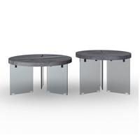 Couchtisch Moreno 2er Set Grau - Dunkelgrau/Grau, MODERN, Glas/Holzwerkstoff (80/42,5cm) - Bessagi Home