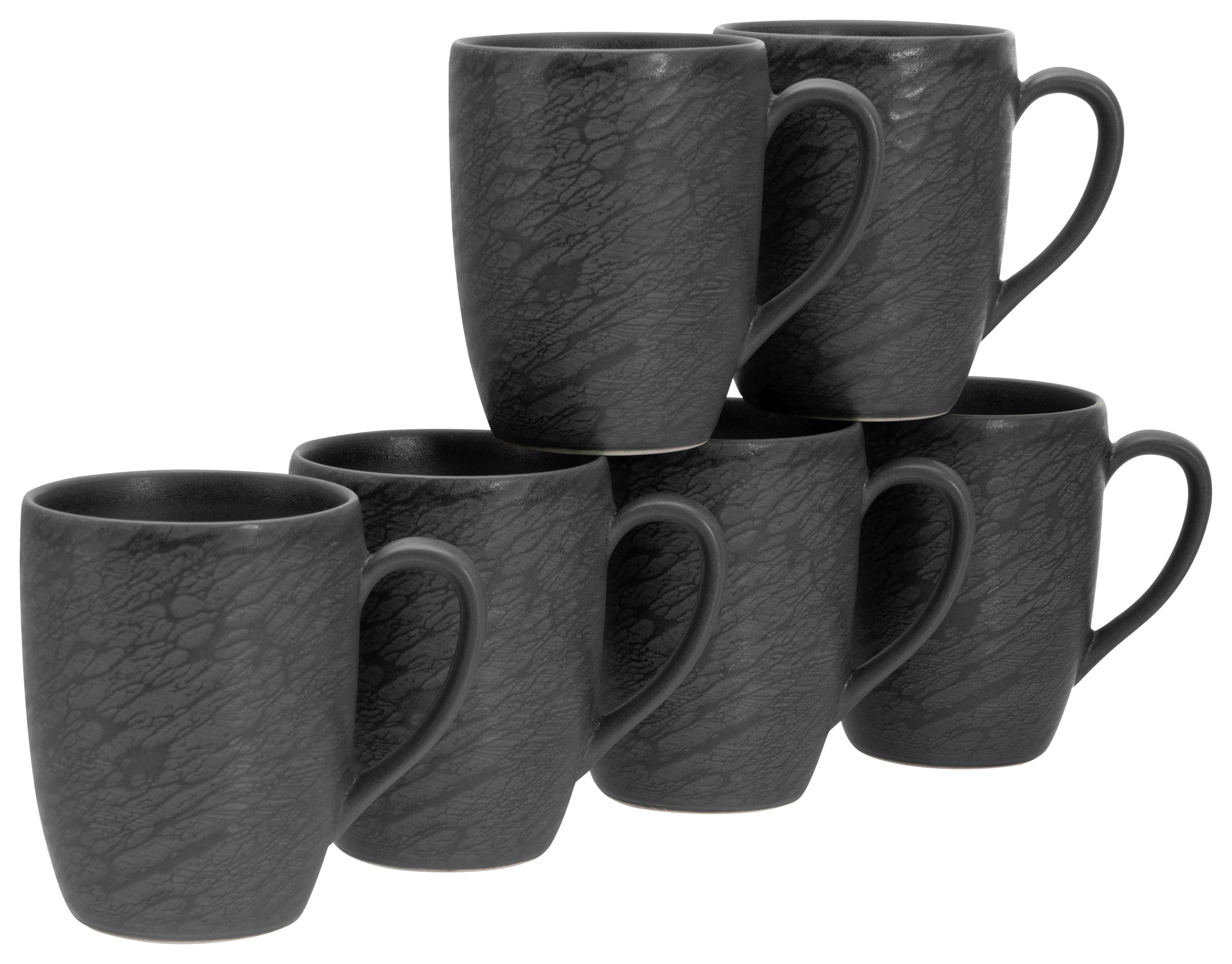 Kaffeebecherset Rondo Schwarz, 6-teilig - Schwarz, Basics, Keramik (300ml) - Creatable