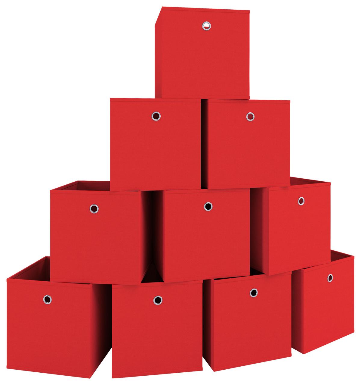 Zložljiv Zaboj Boxas, Rdeča - rdeča, Moderno, tekstil (27/28/27cm) - MID.YOU