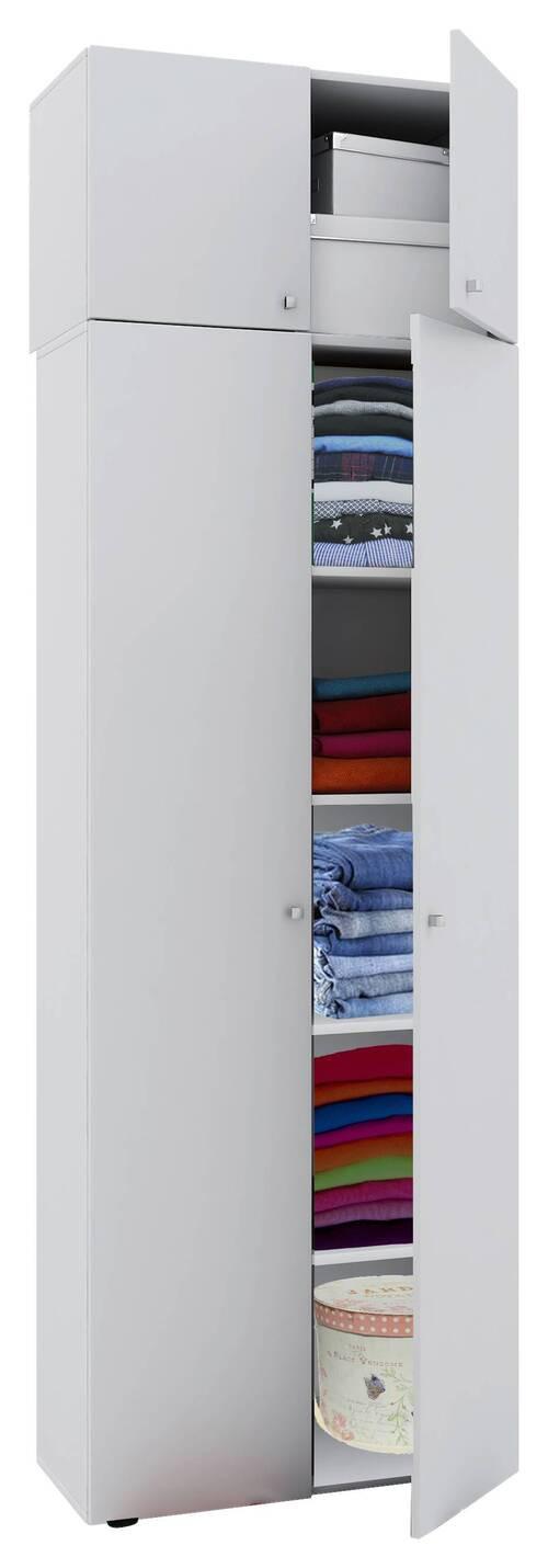 Mehrzweckschrank ''Vandol I'', in Weiß, 5-Fächer - Schwarz/Weiß, MODERN, Holzwerkstoff/Kunststoff (70/218/39cm) - MID.YOU
