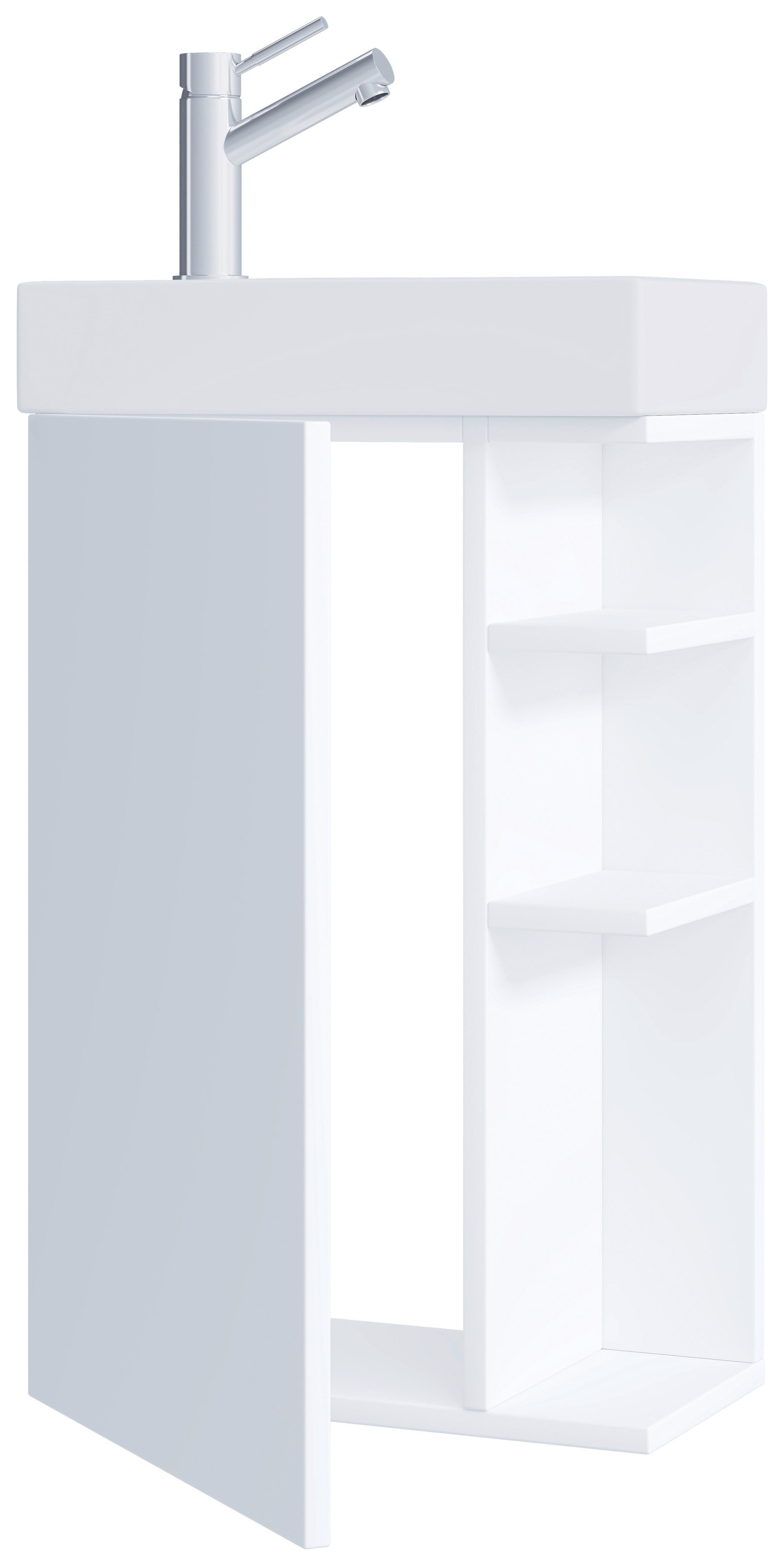 Kombiniran Umivalnik Lumia, Bela - bela, Moderno, leseni material/keramika (40cm) - MID.YOU