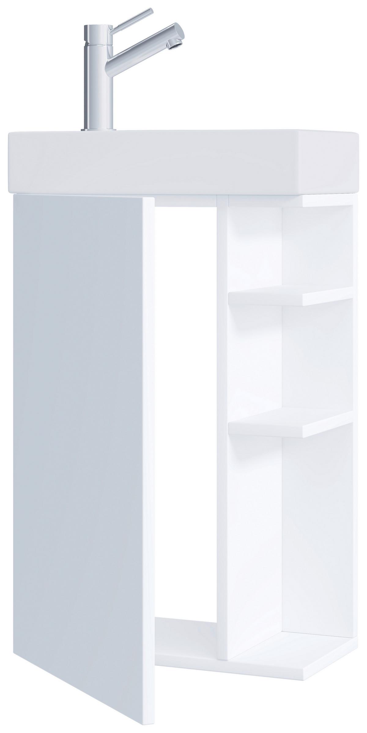 Kombiniran Umivalnik Lumia, Bela - bela, Moderno, leseni material/keramika (40cm) - MID.YOU