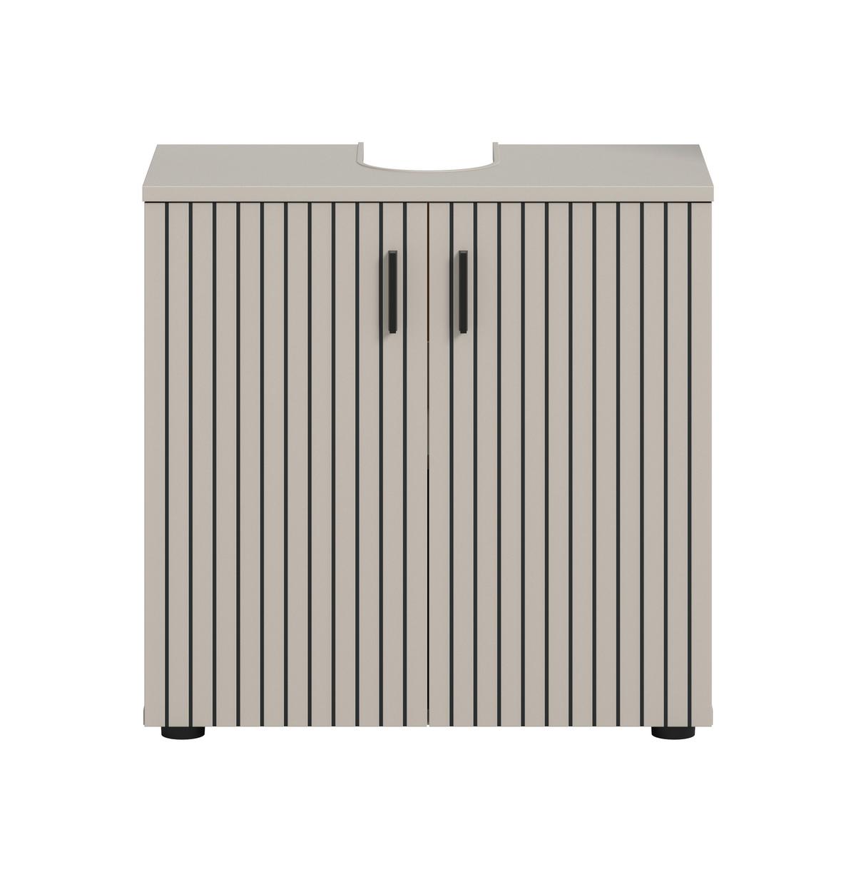 Waschbeckenunterschrank Mone Kaschmir - Kaschmir/Schwarz, Trend, Holzwerkstoff/Kunststoff (60/59/30cm) - MID.YOU