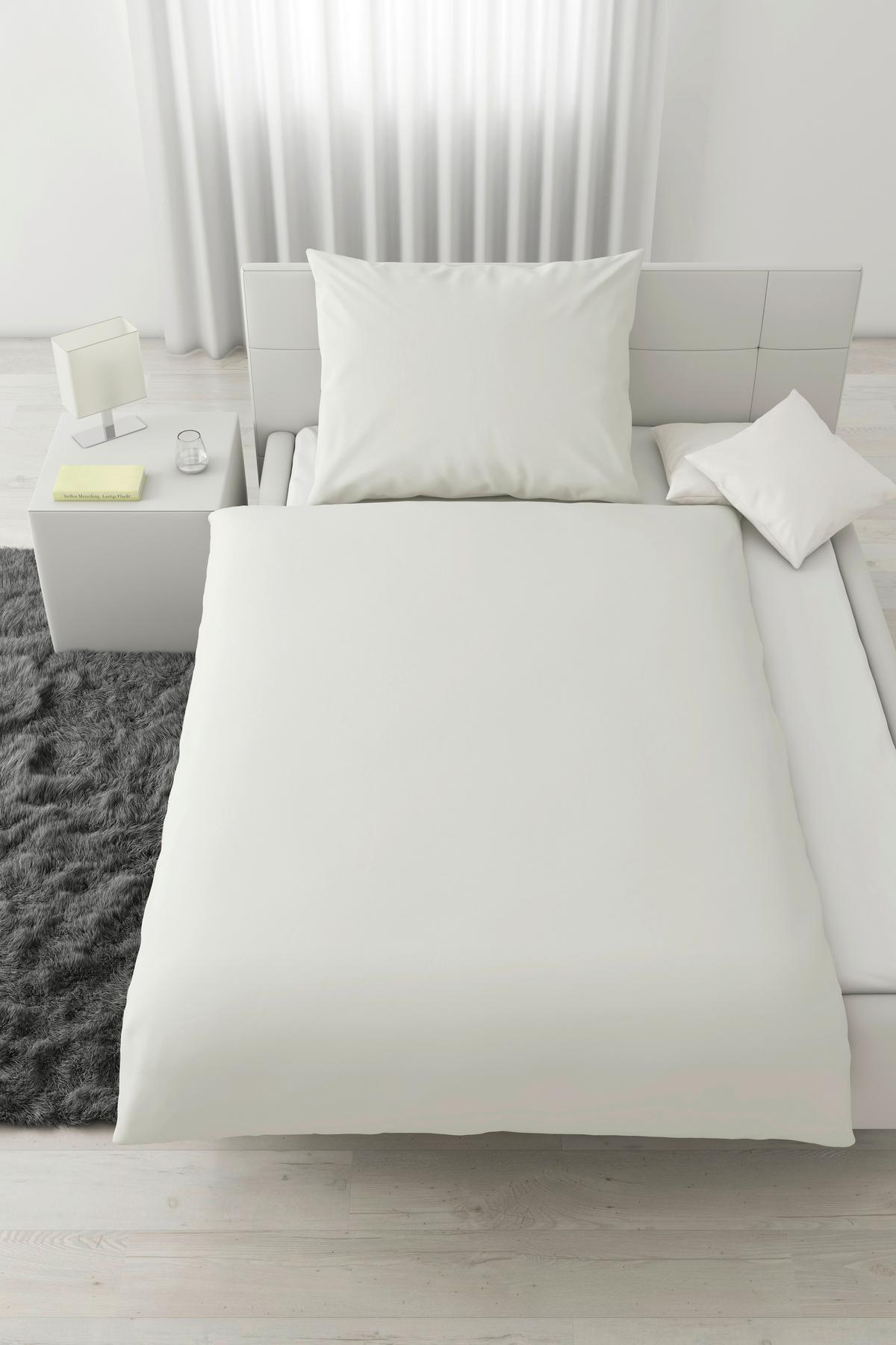 Bettwäsche Bio-Anna Uni Weiß ca. 140x200cm - Weiß, Natur, Textil (140/200cm) - ecoTree