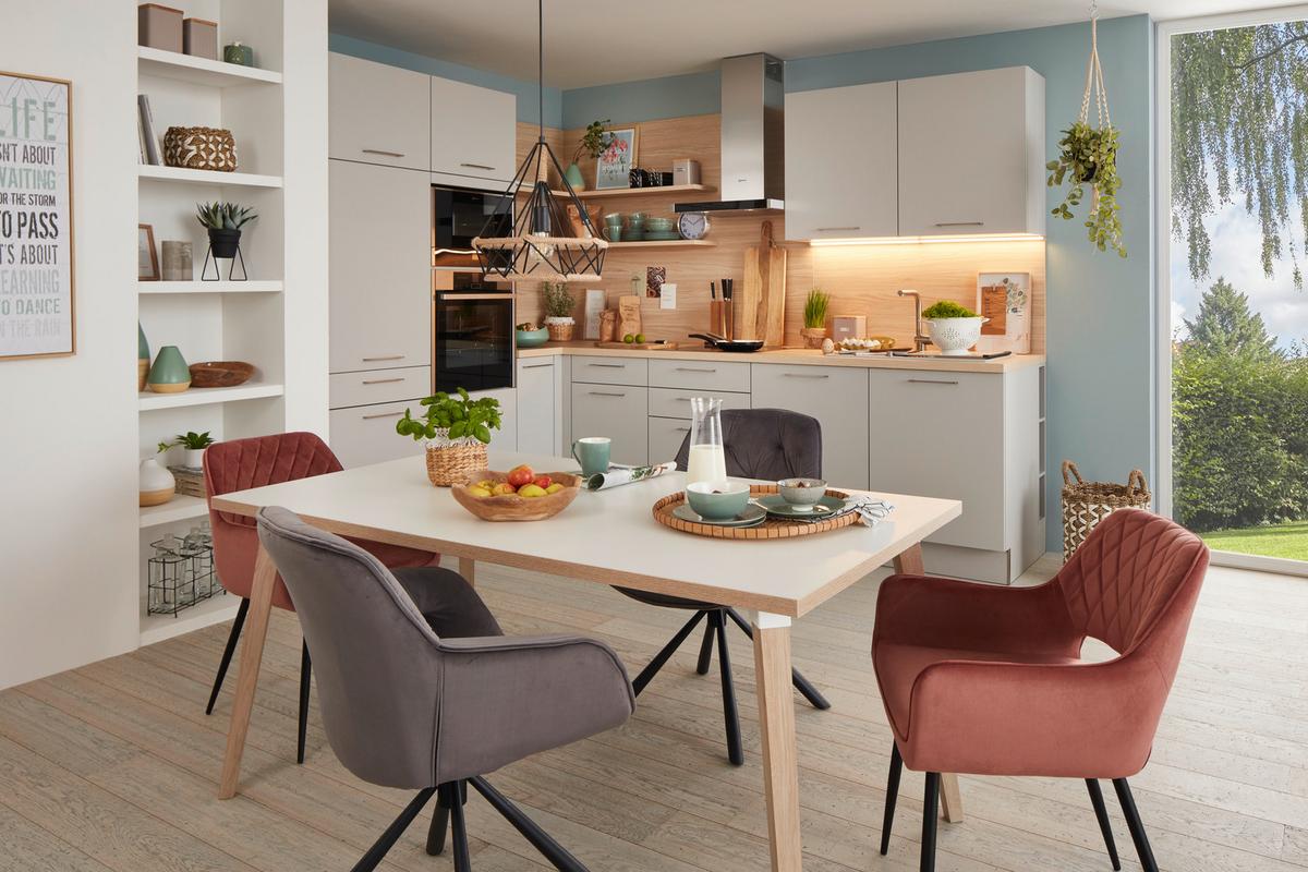 Kuhinja Po Meri Manhattan Uni - platinaste barve/srebrne barve, Moderno, leseni material (230/295cm) - Nolte Küchen
