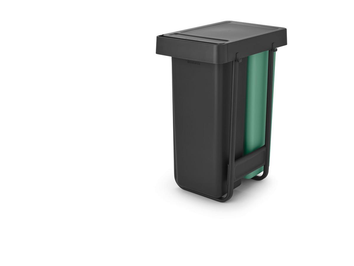 SORTOWNIK ODPADÓW DO ZABUDOWY 232527 - antracytowy/zielony, Basics, tworzywo sztuczne (30,4/63,7/48,1cm) - Brabantia