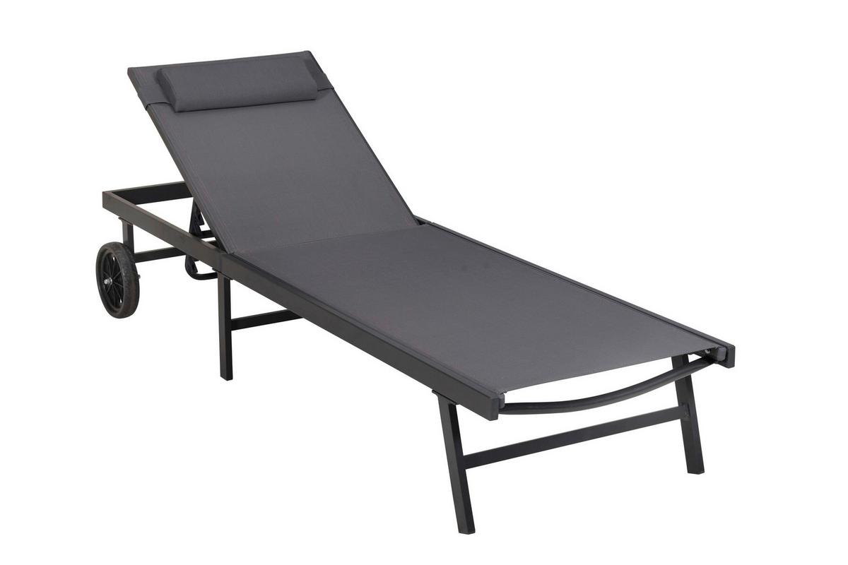 Gartenliege Tessin inkl. Kissen Graphitfarben/Grau - Graphitfarben/Grau, KONVENTIONELL, Textil/Metall (64,5/97,5/201cm) - Gardenson