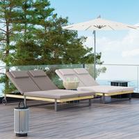 Gartenliege Elenyi grau Metall/Outdoorstoff/Holz - Grau, MODERN, Holz/Textil (130/95/200cm) - Bessagi Garden