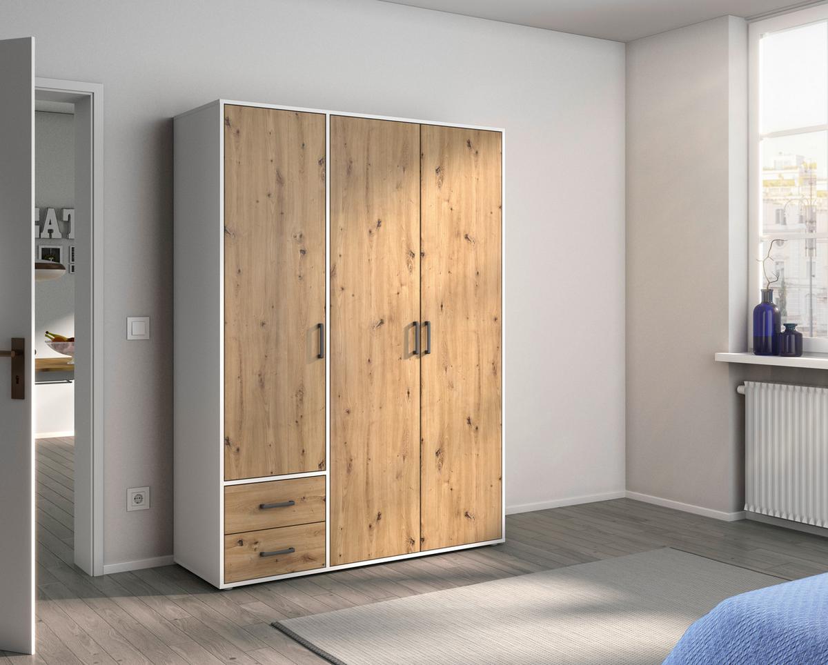 DULAP USI ROTATIVE VOYAGER - alb/stejar Artisan, Modern, material pe bază de lemn (140/194/53cm) - Modern Living