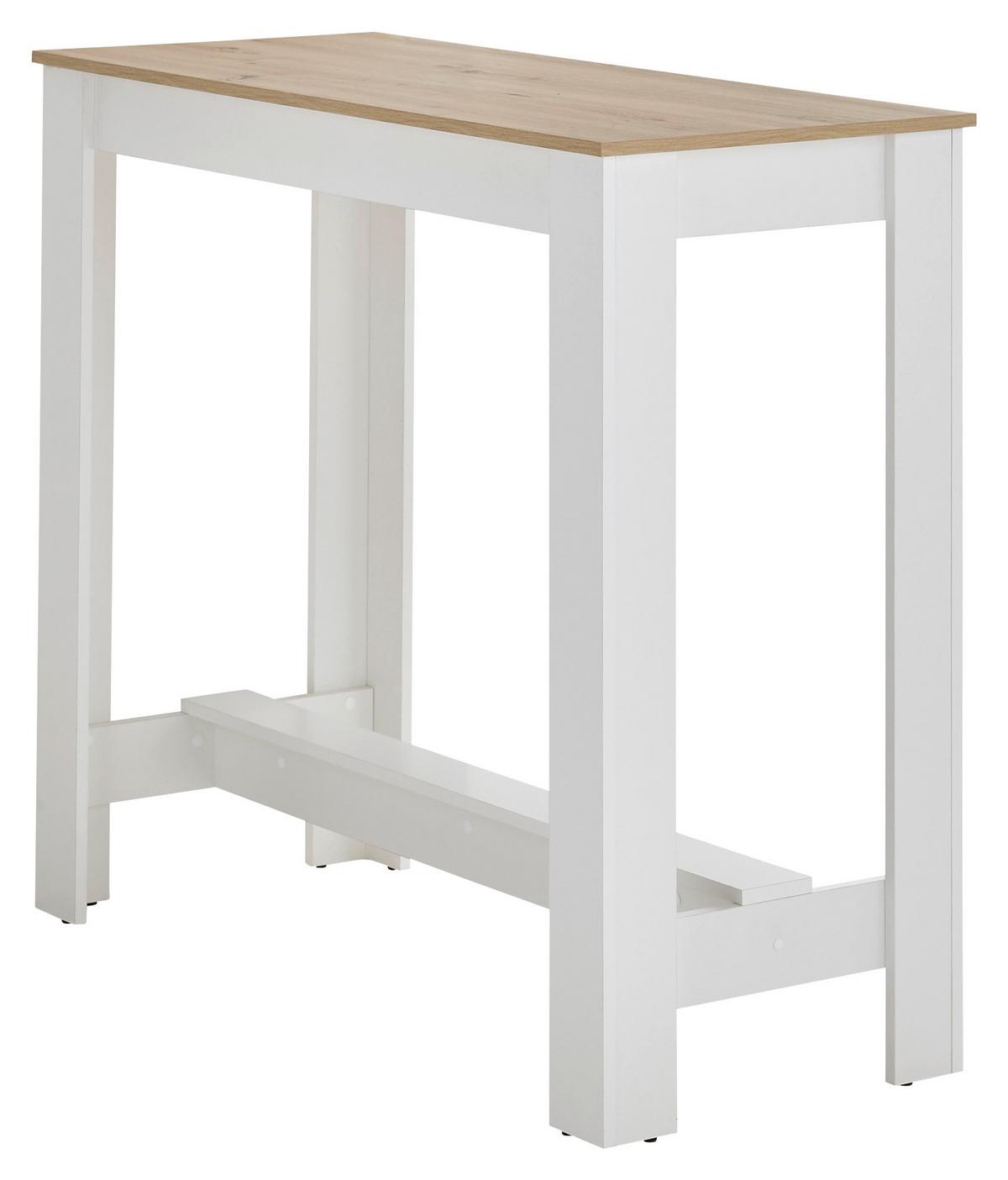 STÓŁ BAROWY MODESTO - biały/dąb artisan, Modern, materiał drewnopochodny (115/50/103cm) - MID.YOU