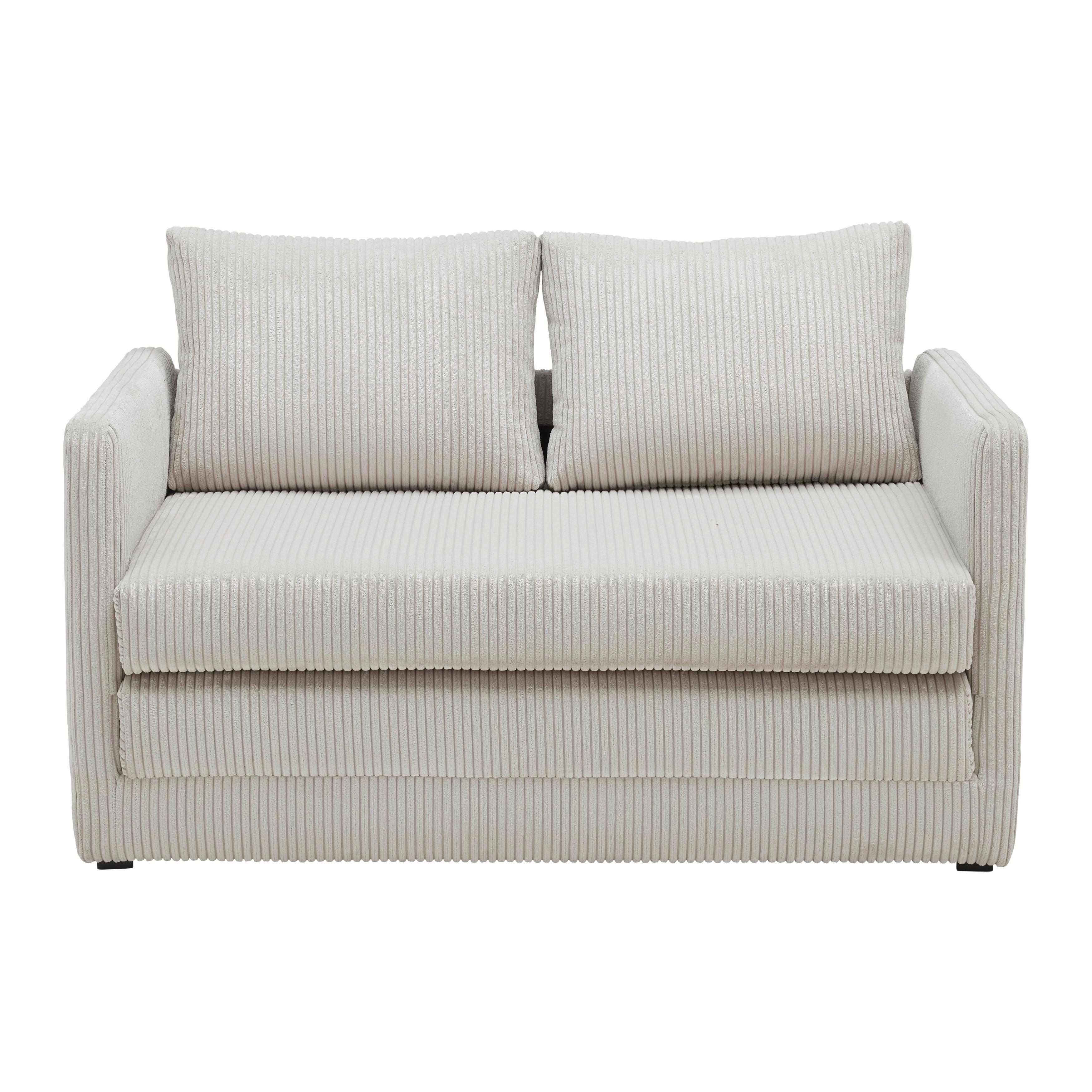 Jugend- und Kindersofa Cord Beige - Beige/Schwarz, Konventionell, Textil (111/70/69cm) - Mömax