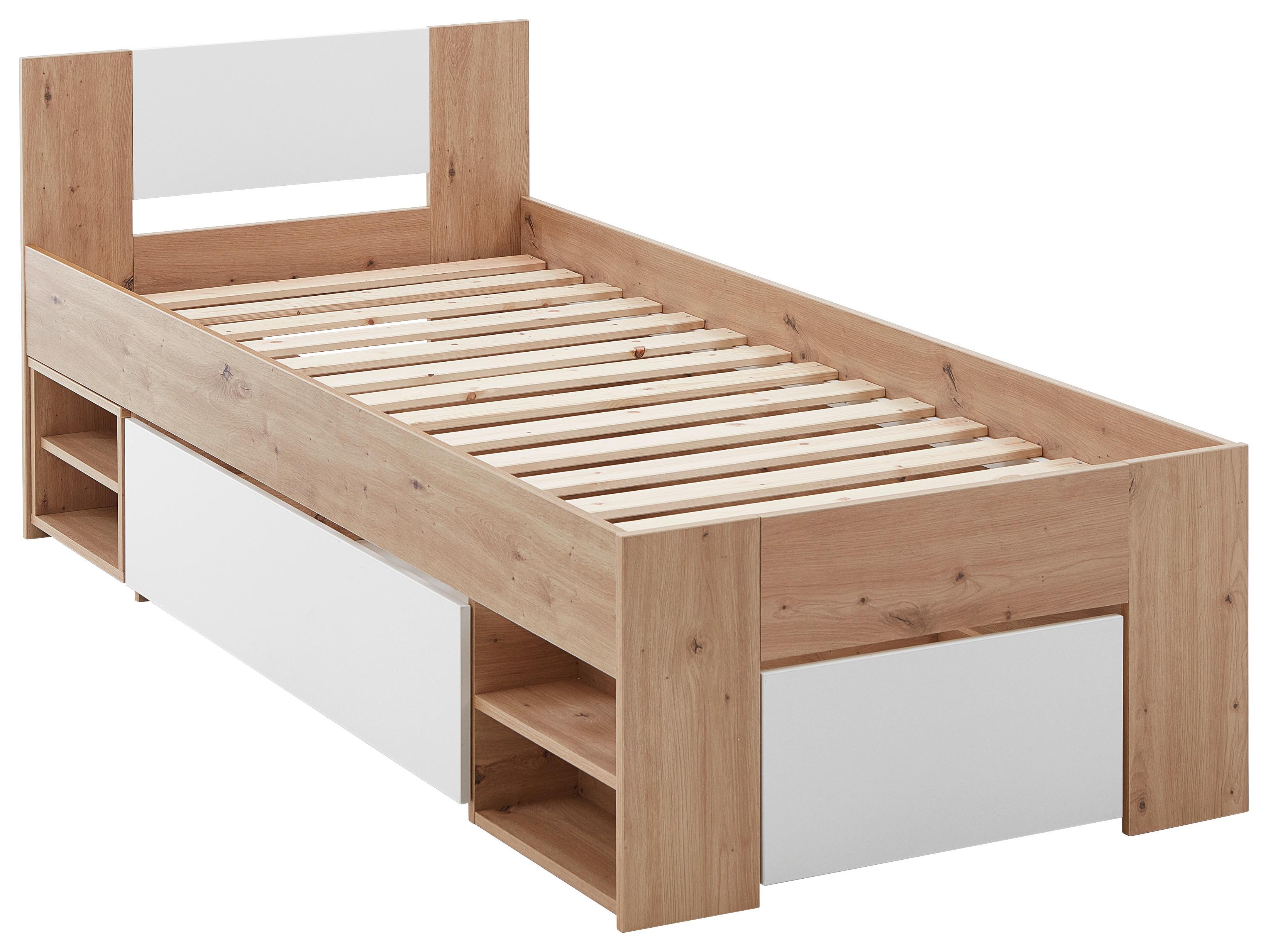 SÄNG AZURRO 2-90 - vit/ek Artisan, Modern, trämaterial (90/200cm) - Mömax