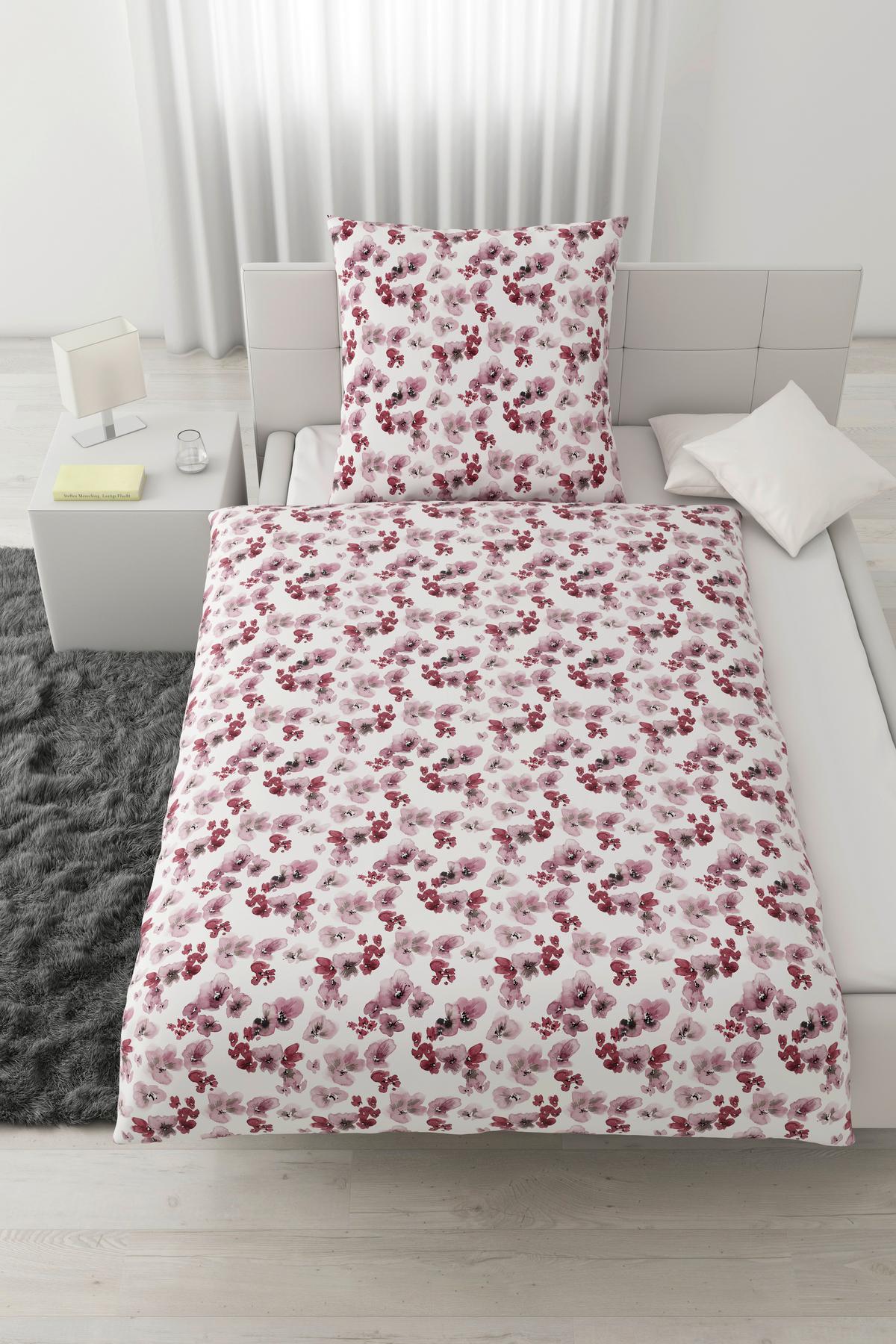 Bettwäsche Bio-Anna Weiß/Mauve ca. 135x200cm - Flieder/Mauve, Natur, Textil (135/200cm) - ecoTree