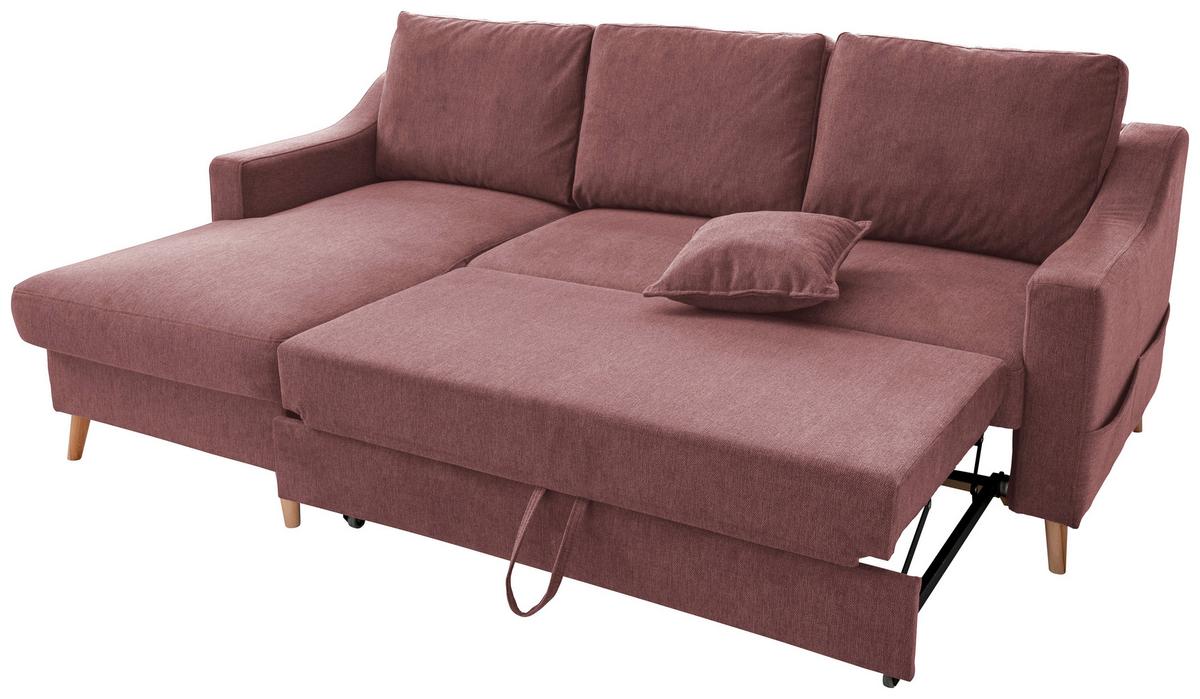 Wohnlandschaft Valentina Rosa Struktur - Rosa/Naturfarben, KONVENTIONELL, Holz/Textil (150/228cm) - P & B