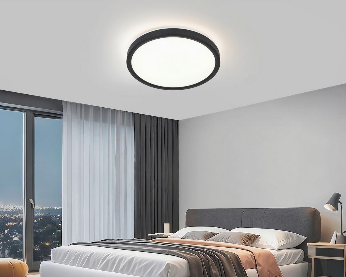 LED-Deckenleuchte Tir Scwharz/Weiß max. 18 Watt - Schwarz/Weiß, MODERN, Kunststoff (30/2,5cm) - Mömax
