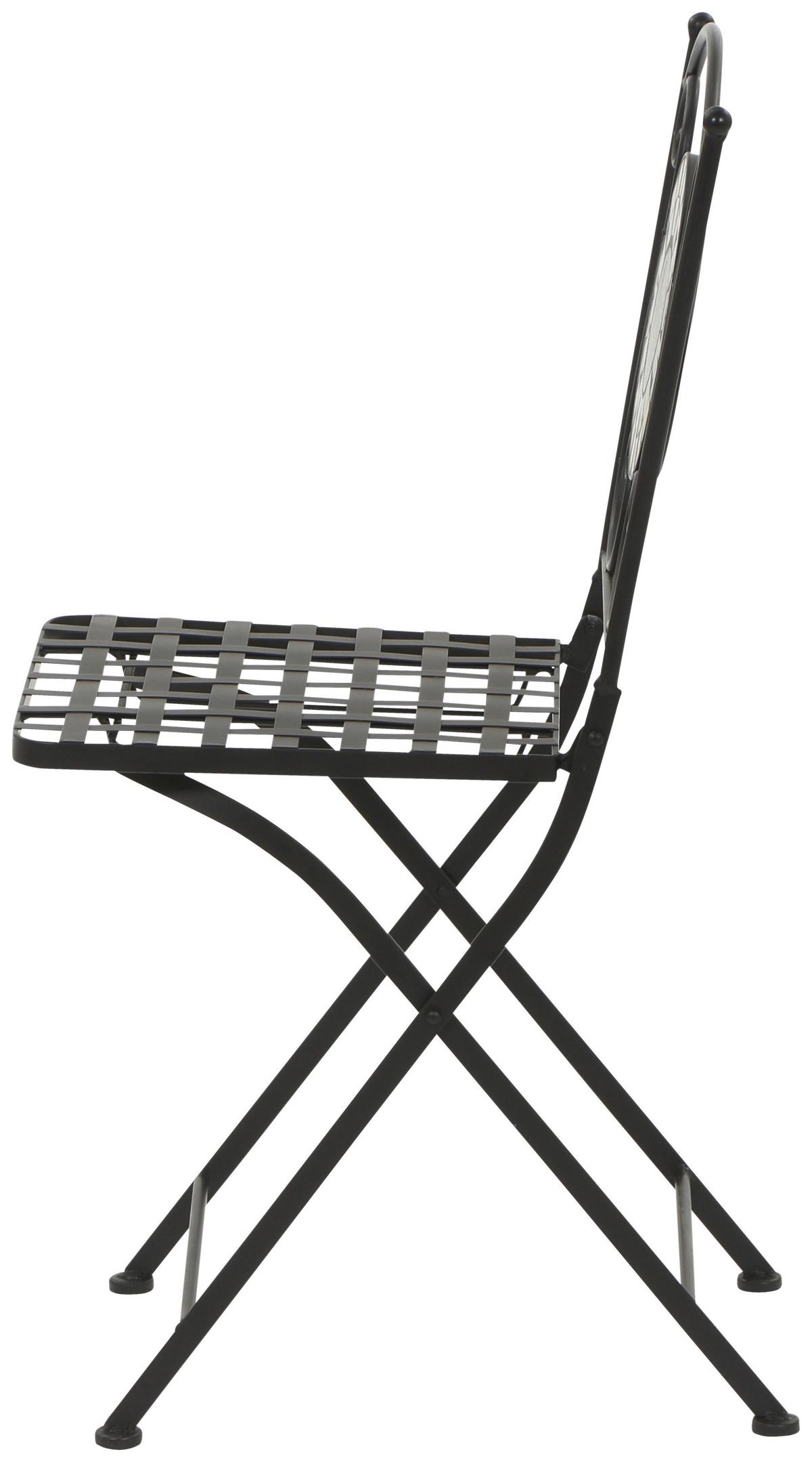 Gartenstuhl Schwarz Mosaik klappbar - Multicolor/Schwarz, MODERN, Keramik/Metall (39/88,5/49,5cm) - Siena Garden