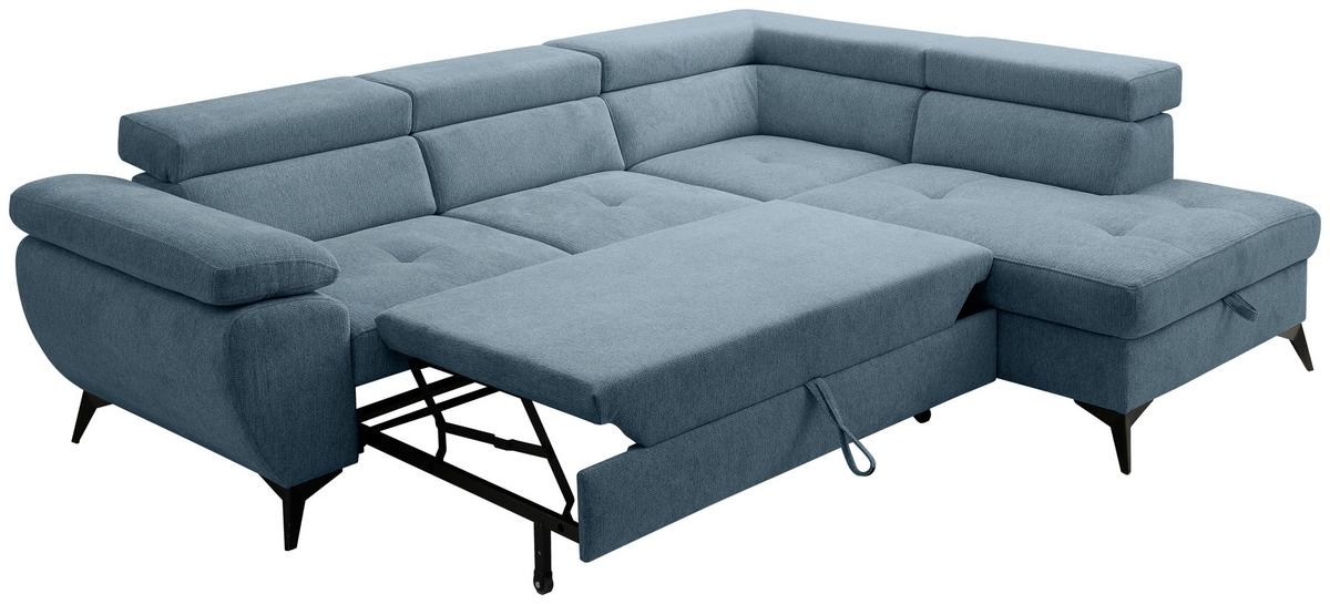 Kutna Garnitura Floris - plava/crna, Moderno, tekstil/metal (256/75-90/200cm) - Modern Living