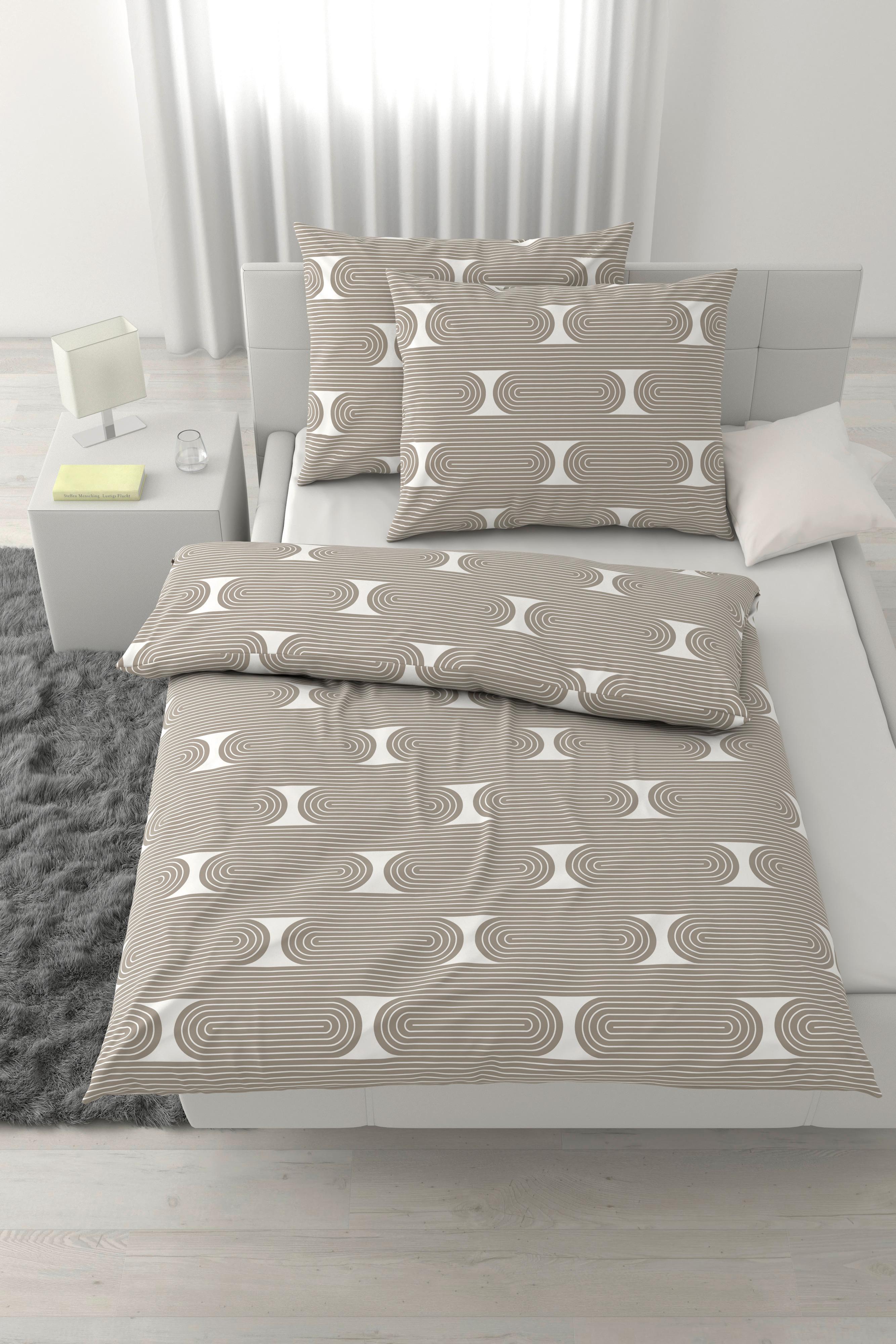 Lenjerie de pat Retro cca. 200x220/2x50x70 cm - alb/gri-maro, Modern, textil (200/220cm) - Mömax