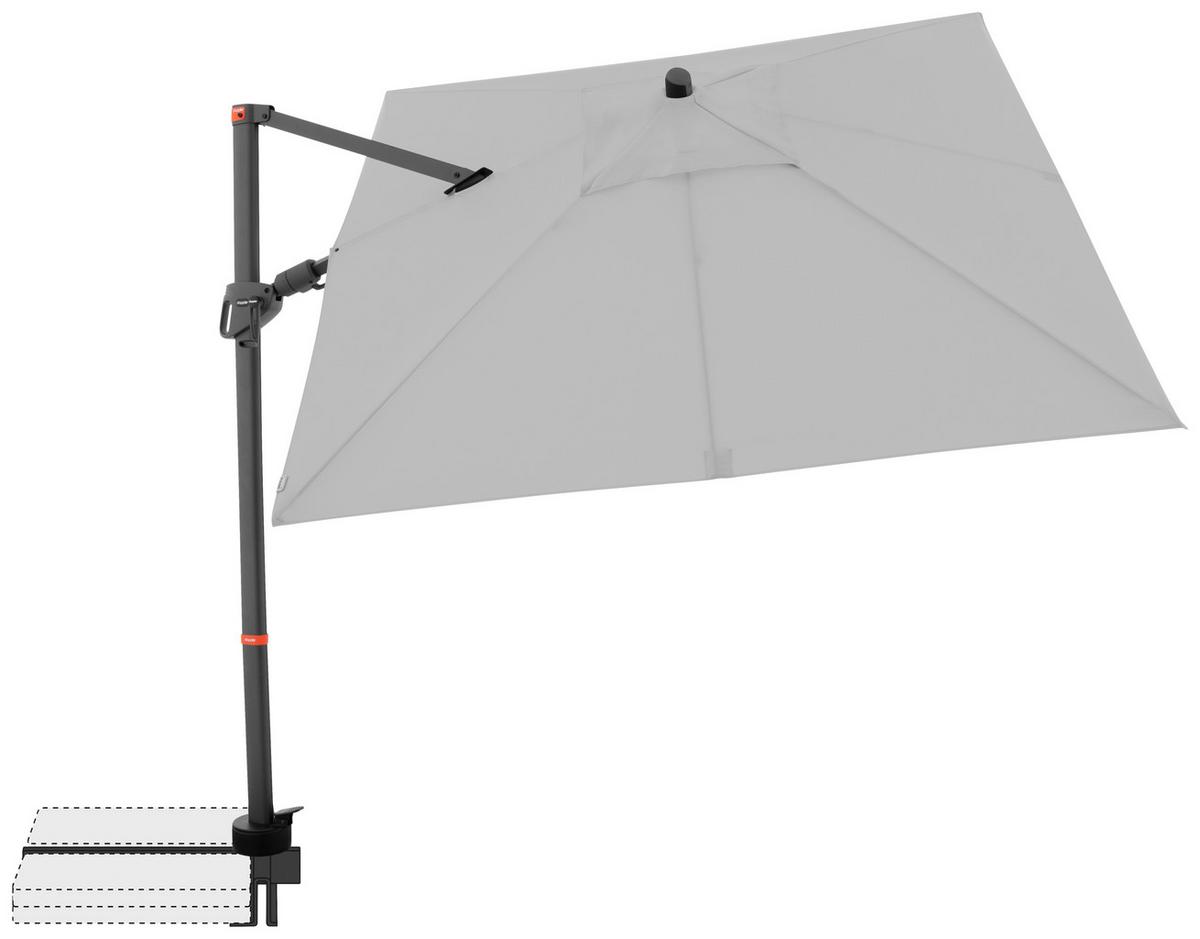 Ampelschirm Myzone Hellgrau ca. 210x210cm - Anthrazit/Hellgrau, Basics, Textil/Metall (210/210cm) - Doppler