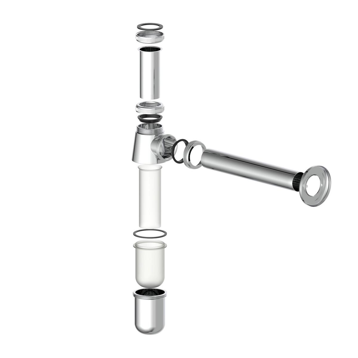 Siphon in Chromfarben - Chromfarben, Basics, Kunststoff/Metall (6,5/18,5/26cm) - Schütte