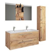 Kopalnica Budasi, Barva Hrasta, 4-Delna - bela/medeni hrast, Moderno, leseni material/keramika (145cm) - MID.YOU