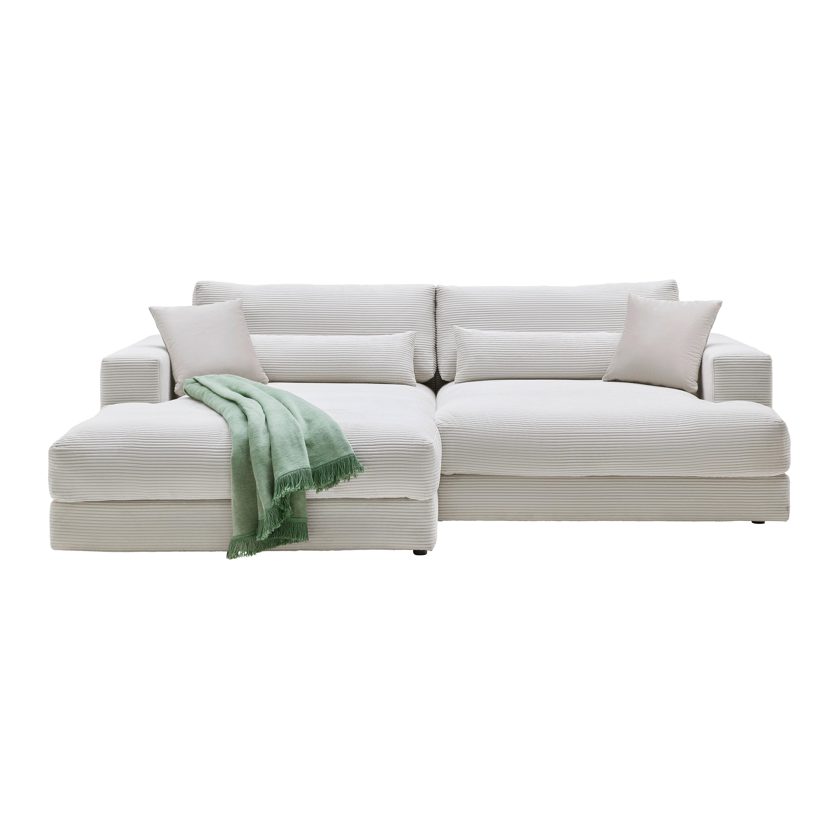 Ecksofa Fabiona Links Beige - Beige/Schwarz, MODERN, Holz/Kunststoff (268/194cm) - Premium Living