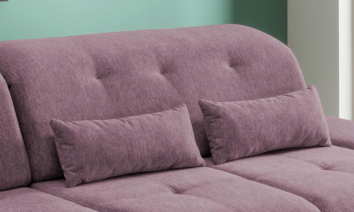 Wohnlandschaft Dalida Brombeere Chenille - Chromfarben/Brombeere, Design, Textil/Metall (196/300cm) - Livetastic
