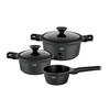 GRYT- OCH KASTRULLSET BLACK LINE - klar/svart, Klassisk, metall/glas - Gourmesto