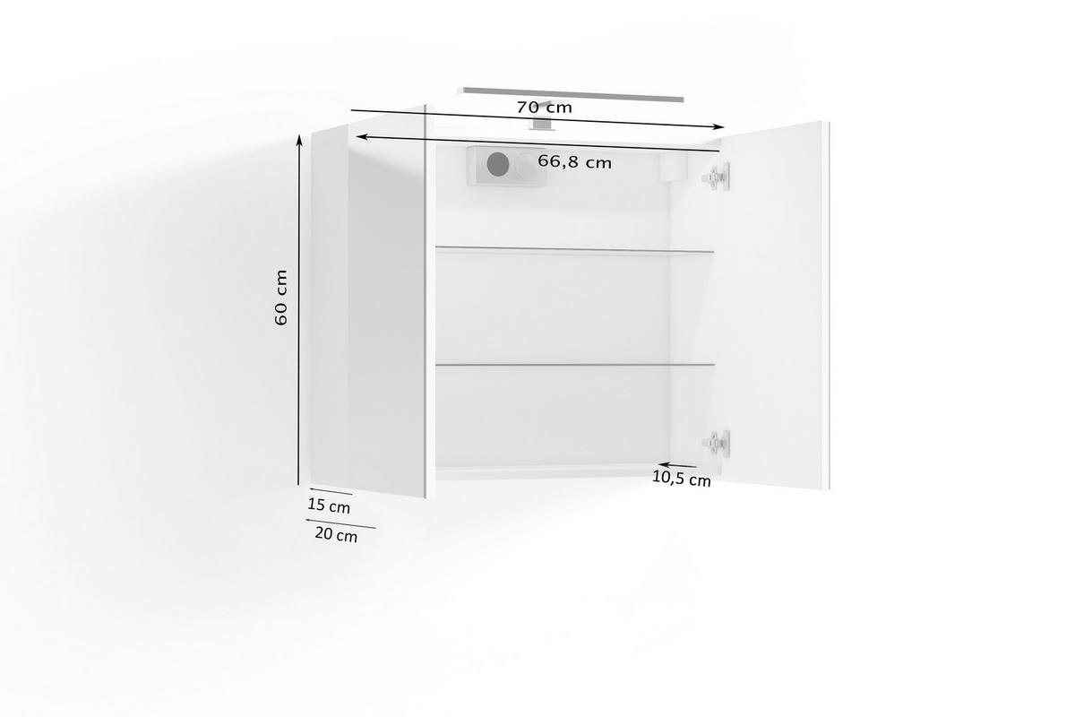 Spiegelschrank Spree Anthrazit - MODERN, Glas/Holzwerkstoff (70/60/20cm) - MID.YOU